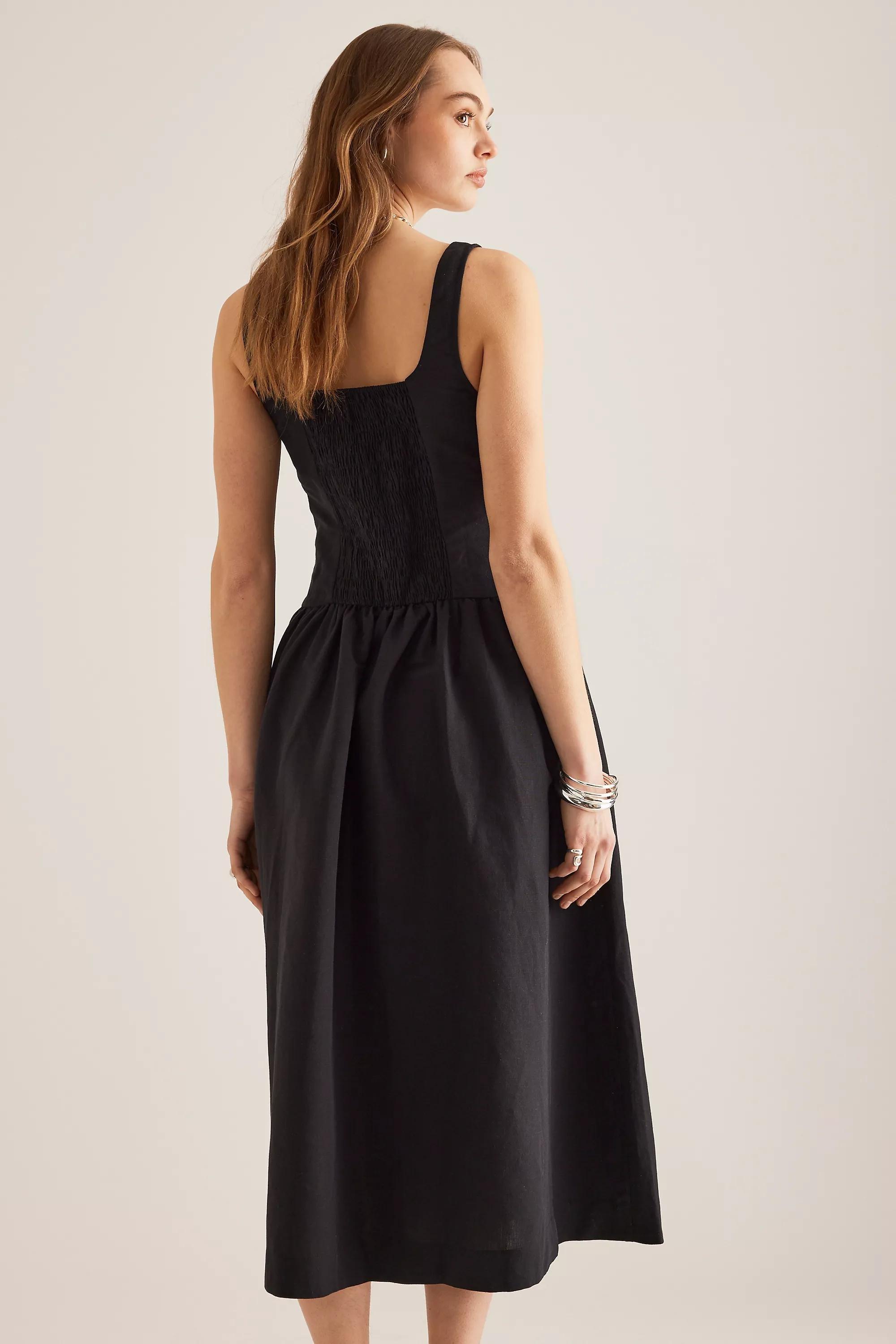 Anthropologie Dress Women Plain A-Line Midi, Black, , large image number 1
