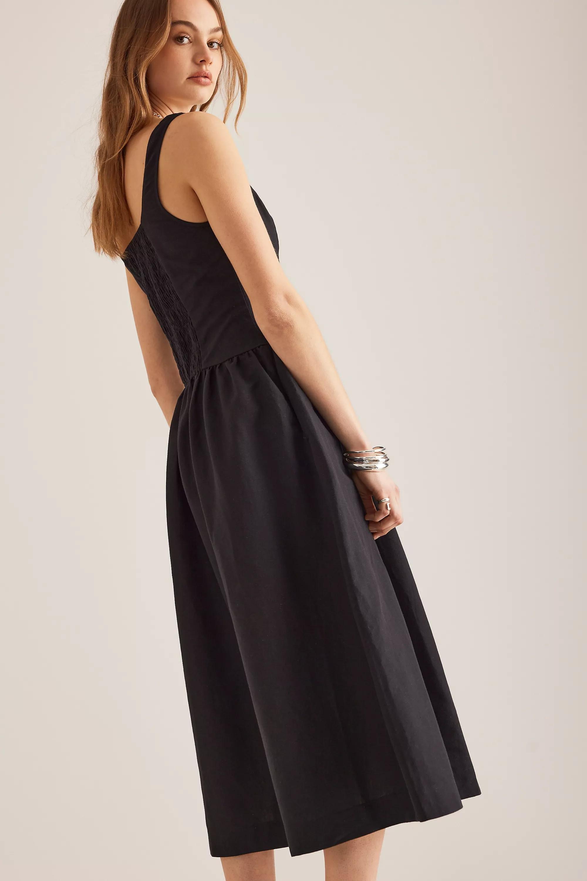 Anthropologie Dress Women Plain A-Line Midi, Black, , large image number 3