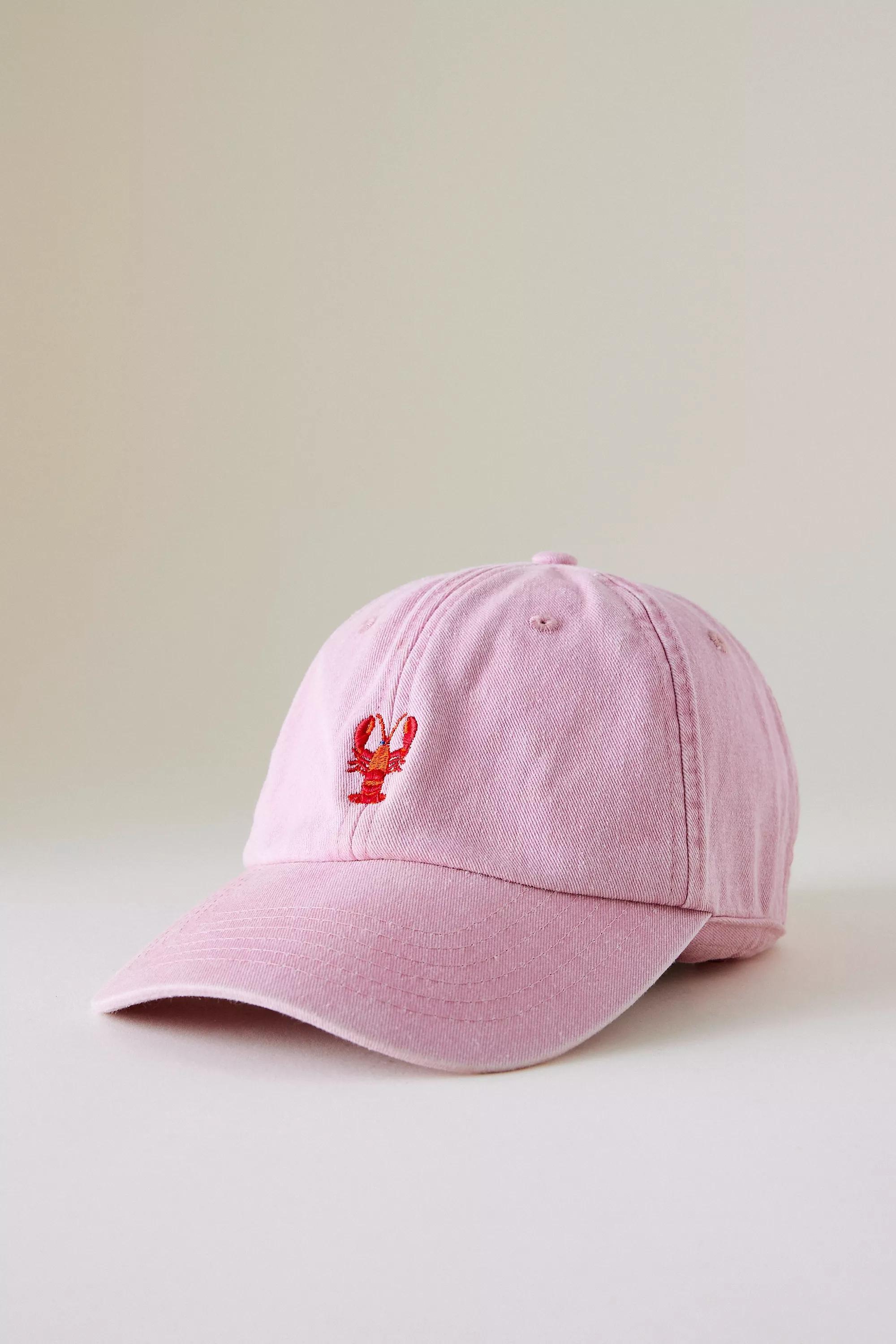 PINK Embroidered Lobster Baseball Cap, A501_0066, large image number 0