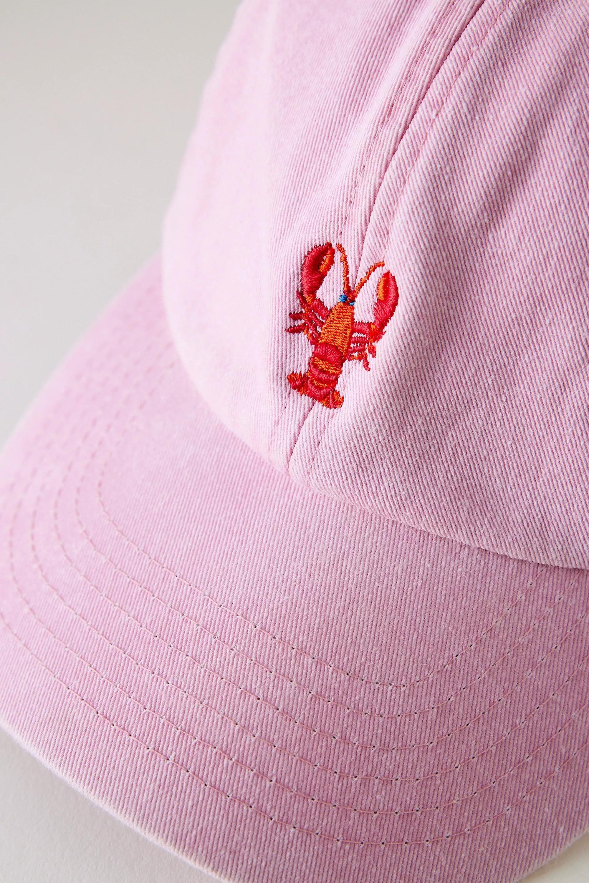 PINK Embroidered Lobster Baseball Cap, A501_0066, large image number 1