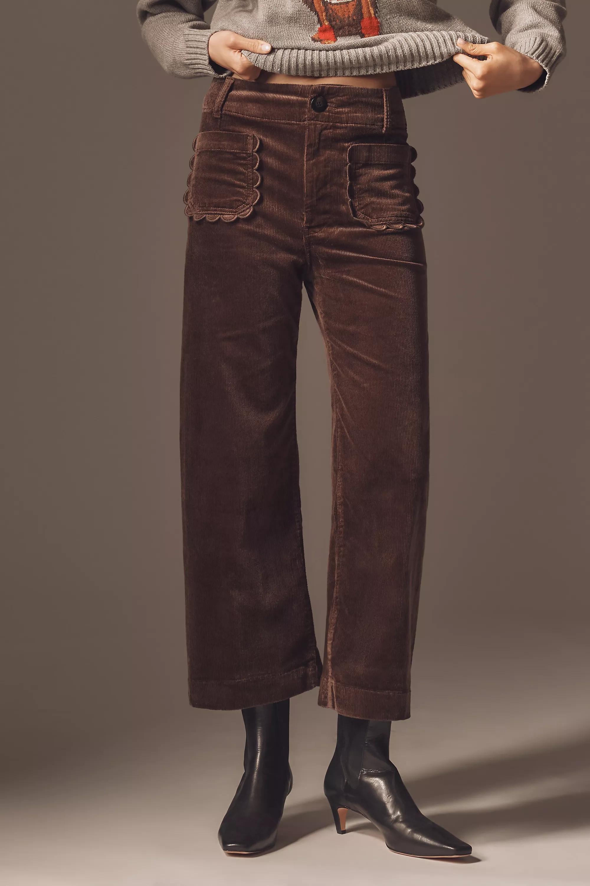 By Maeve The Colette Corduroy Crop Wide-Leg Pants, Brown, A501_0020, large image number 1