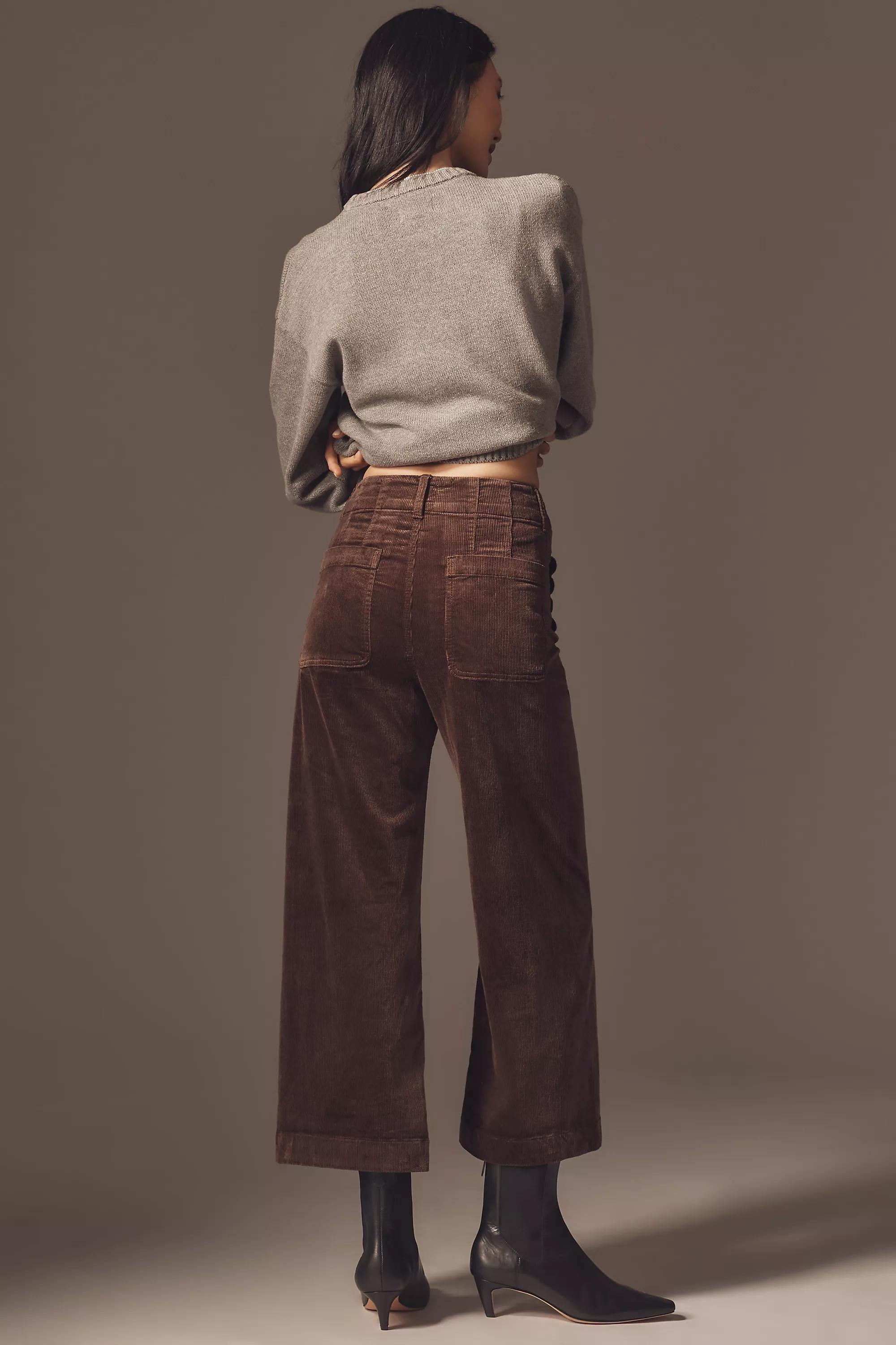 By Maeve The Colette Corduroy Crop Wide-Leg Pants, Brown, A501_0020, large image number 2