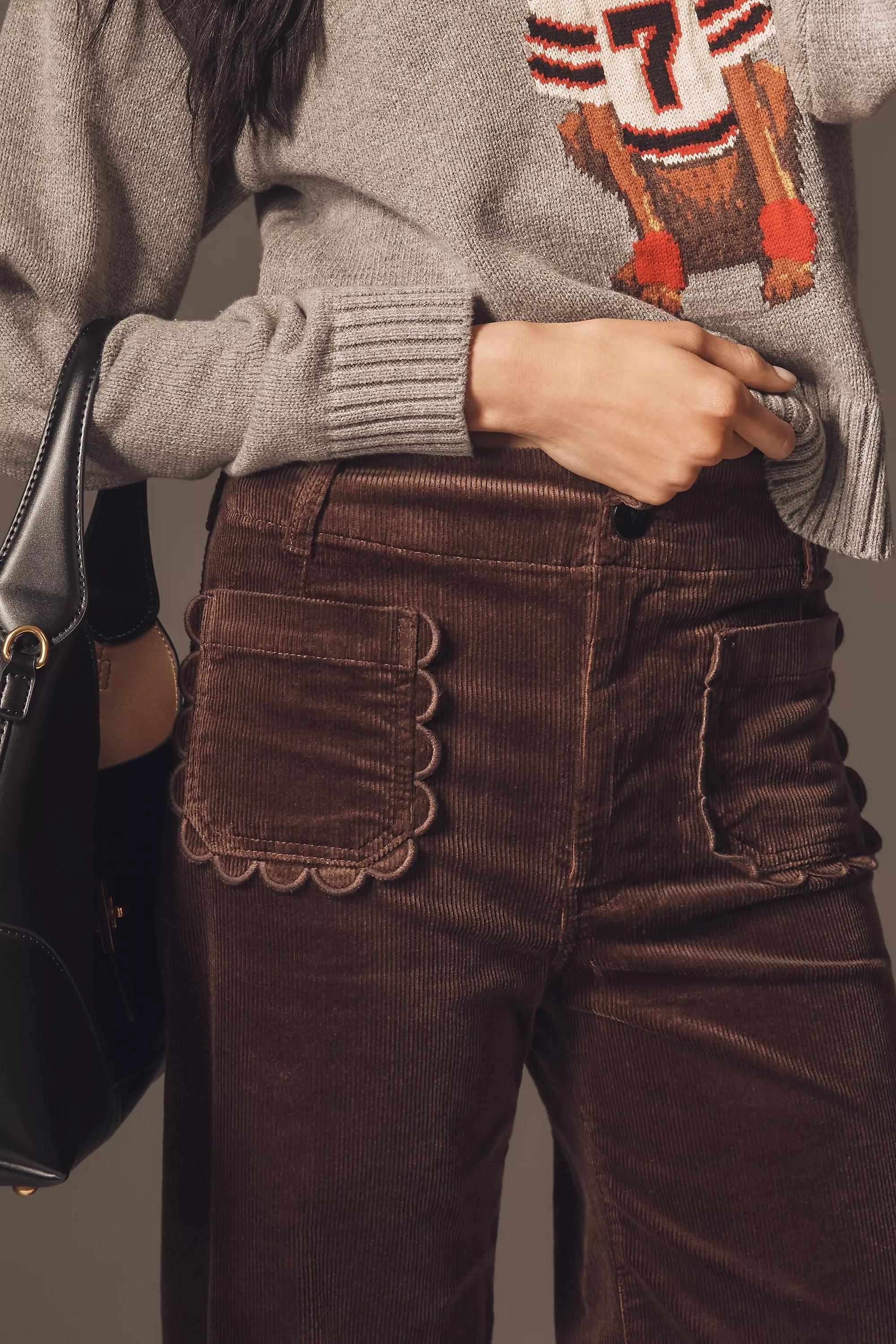 By Maeve The Colette Corduroy Crop Wide-Leg Pants, Brown, A501_0020, large image number 3