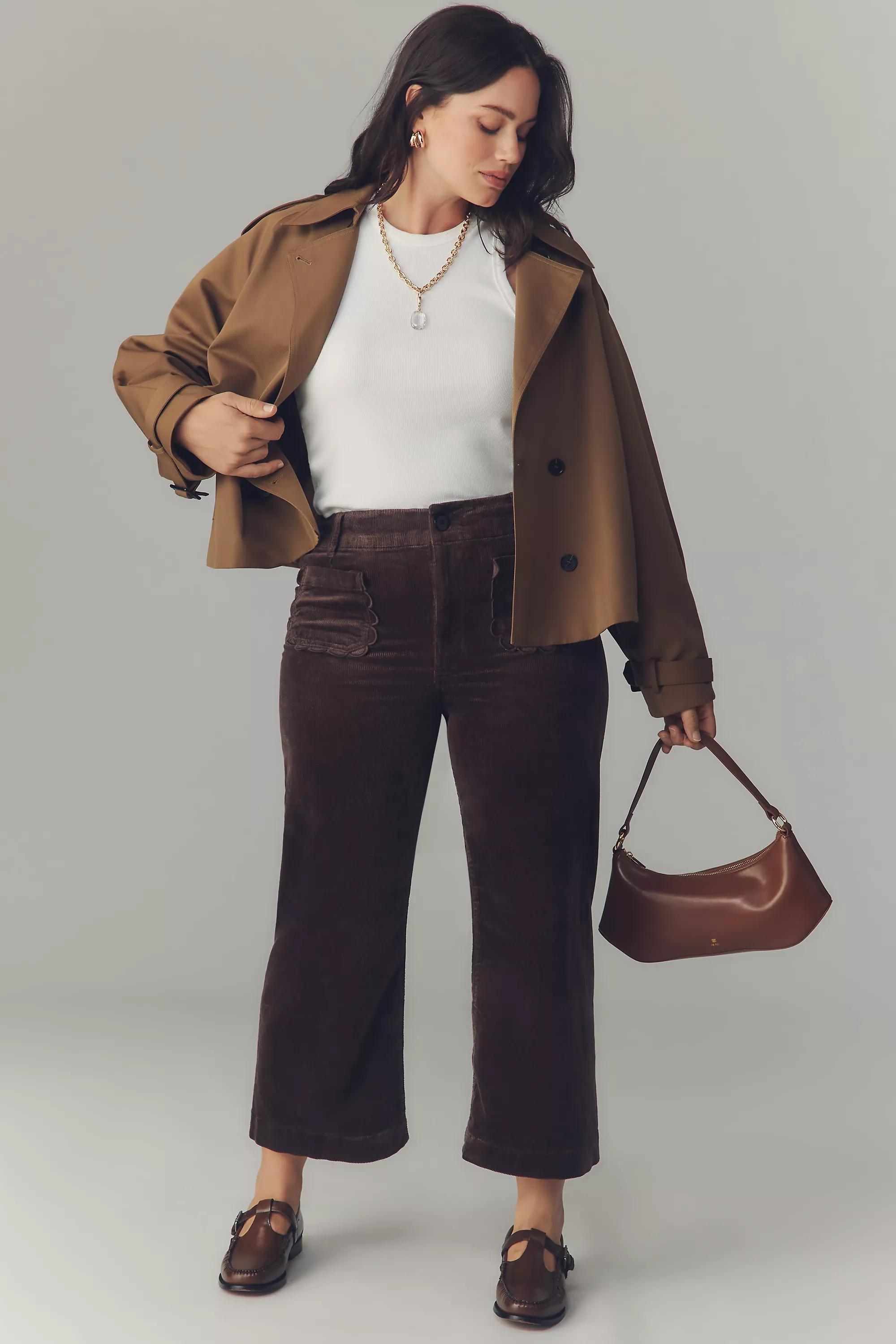 By Maeve The Colette Corduroy Crop Wide-Leg Pants, Brown, A501_0020, large image number 4