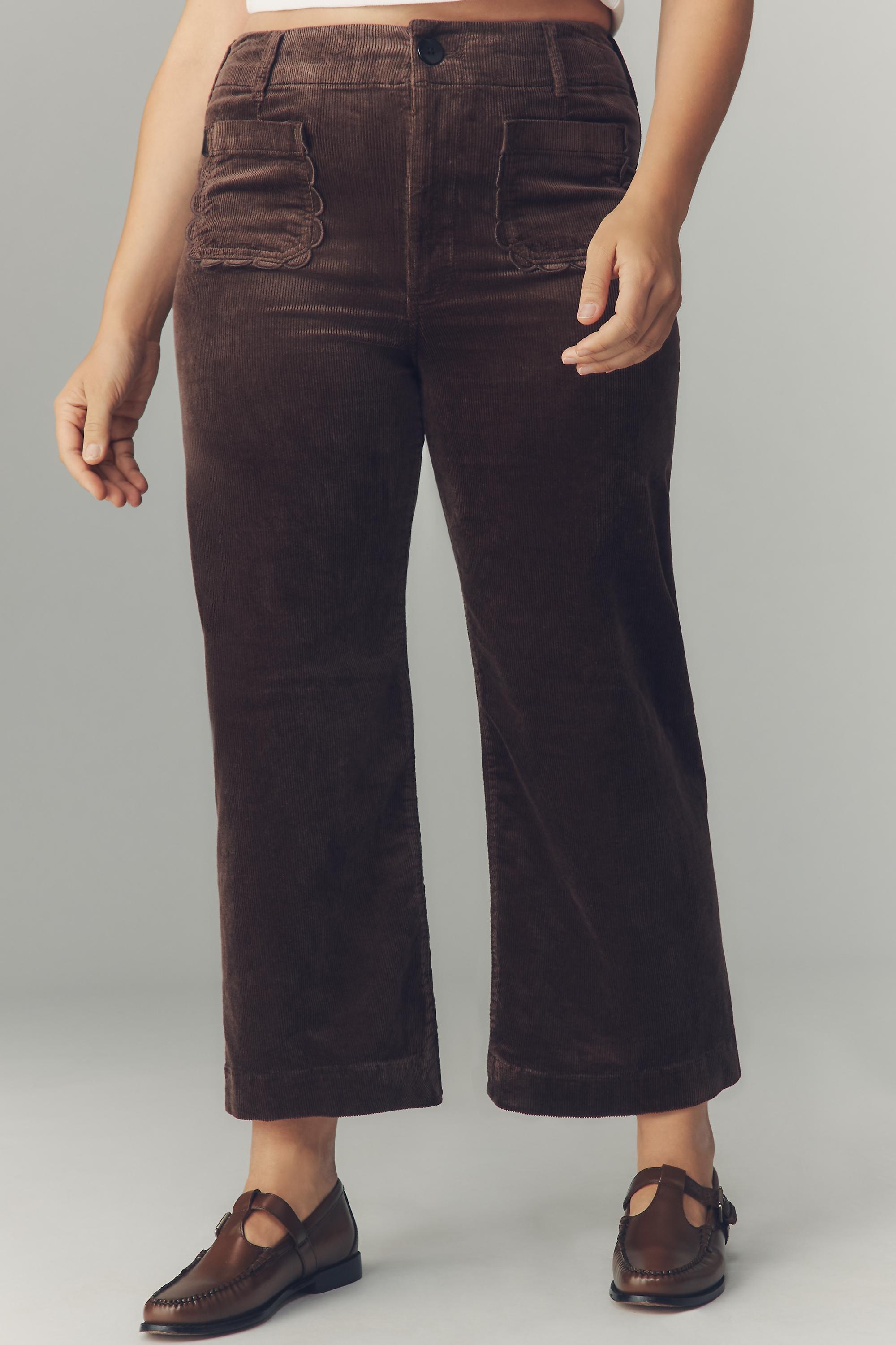 By Maeve The Colette Corduroy Crop Wide-Leg Pants, Brown, A501_0020, large image number 5