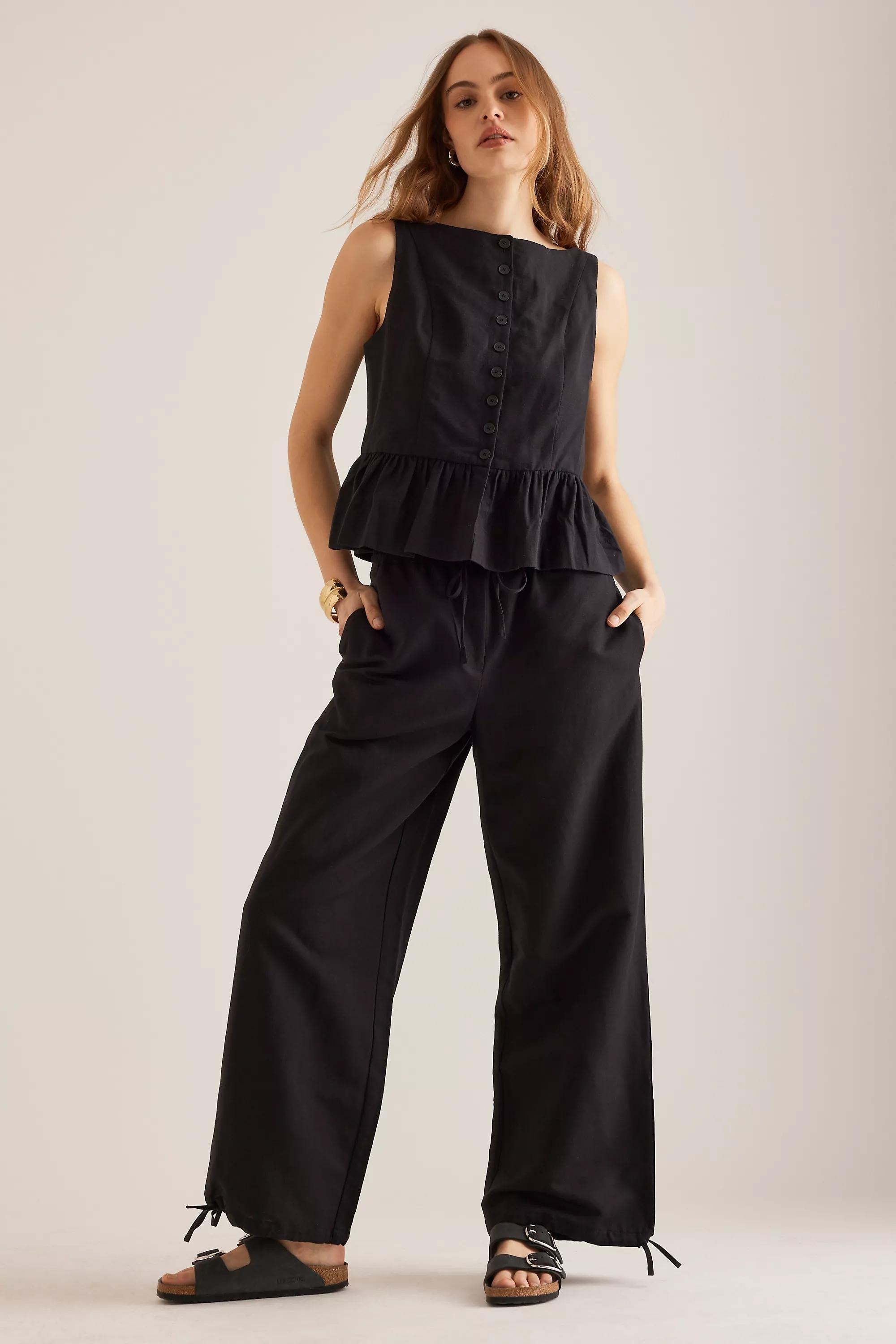 Anthropologie Plain Casual Trousers, Black, , large image number 0