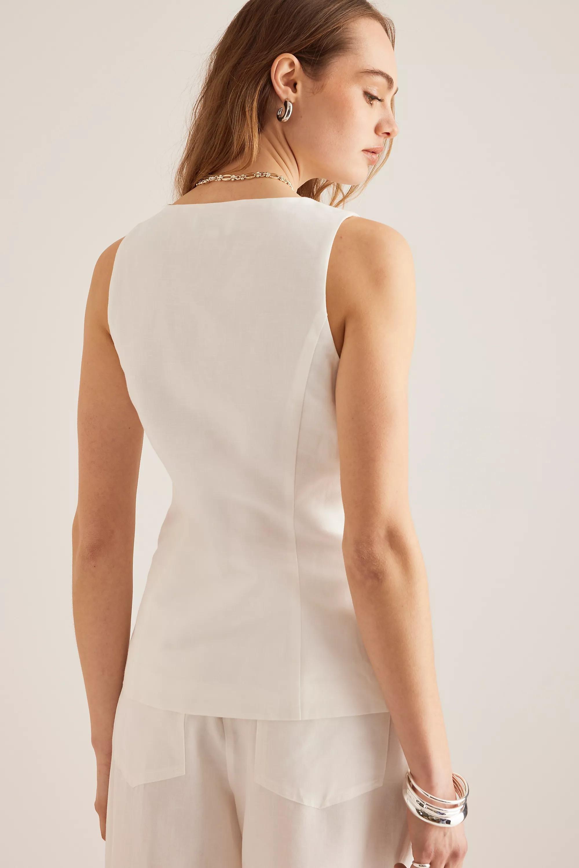 Anthropologie Cutout Tank Top, White, , large image number 1