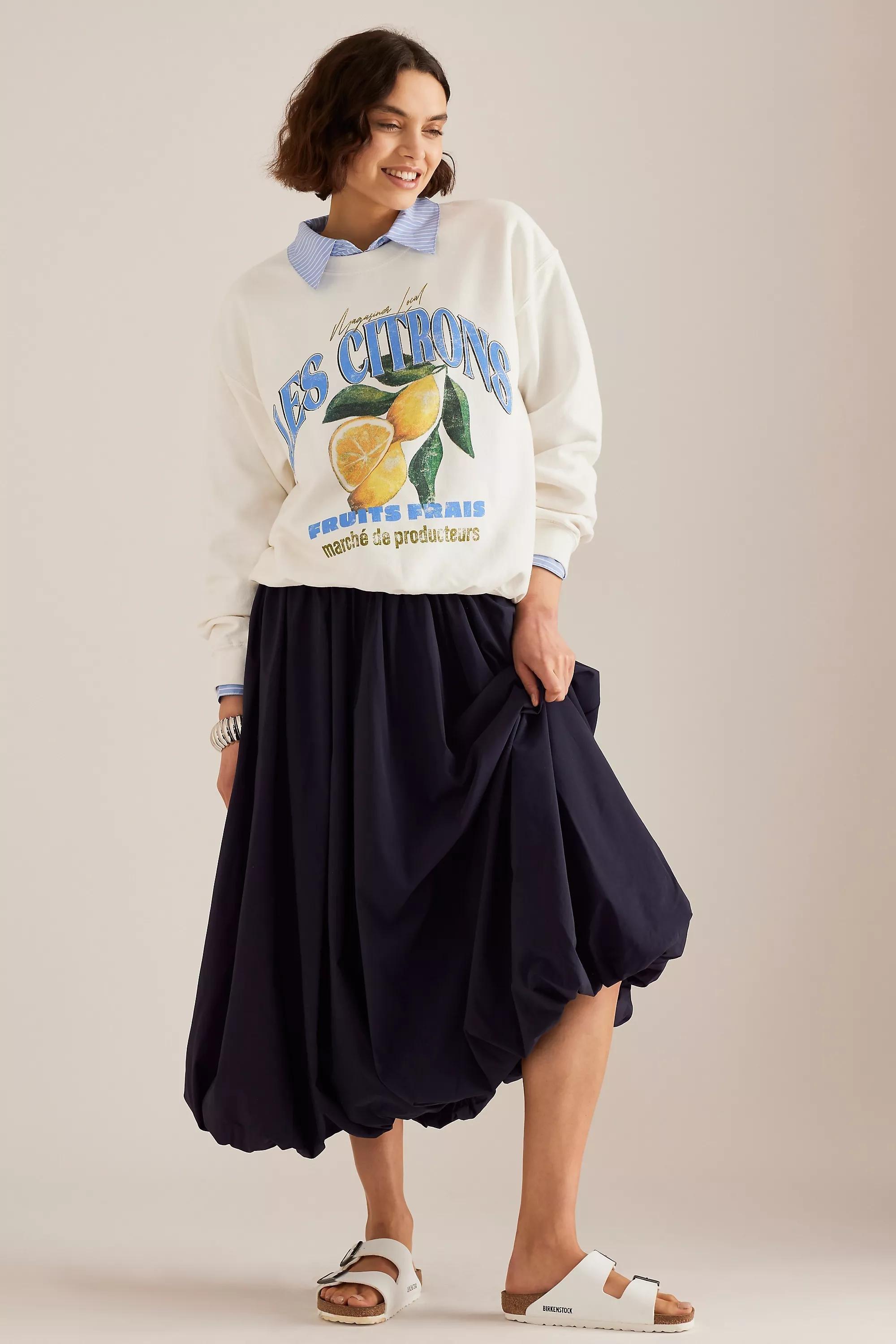 By Anthropologie Les Citrons Graphic Sweatshirt, Beige, , large image number 4