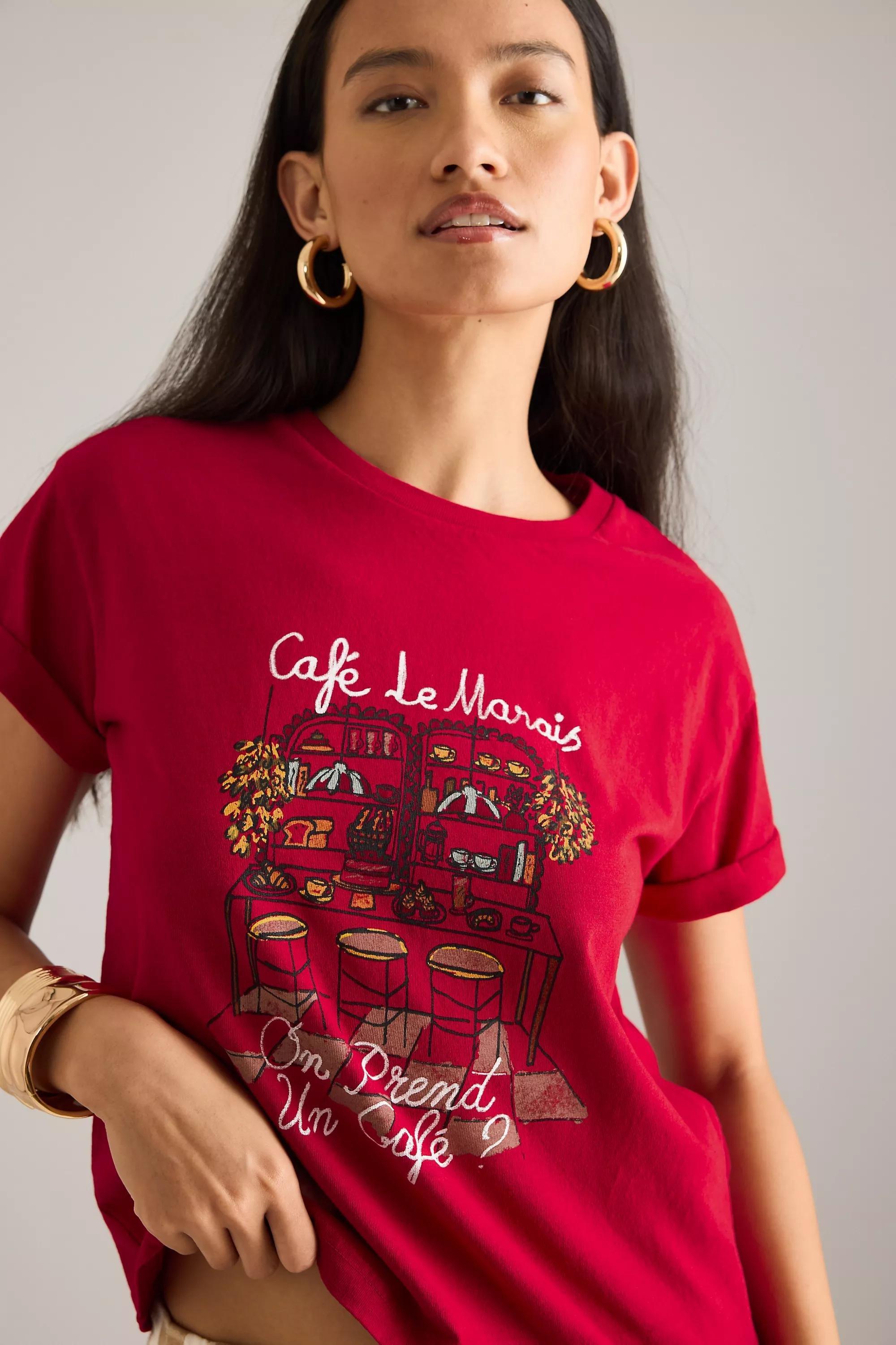 By Maeve Cafe Le Marais T-Shirt, Red, A501_0060, large image number 0