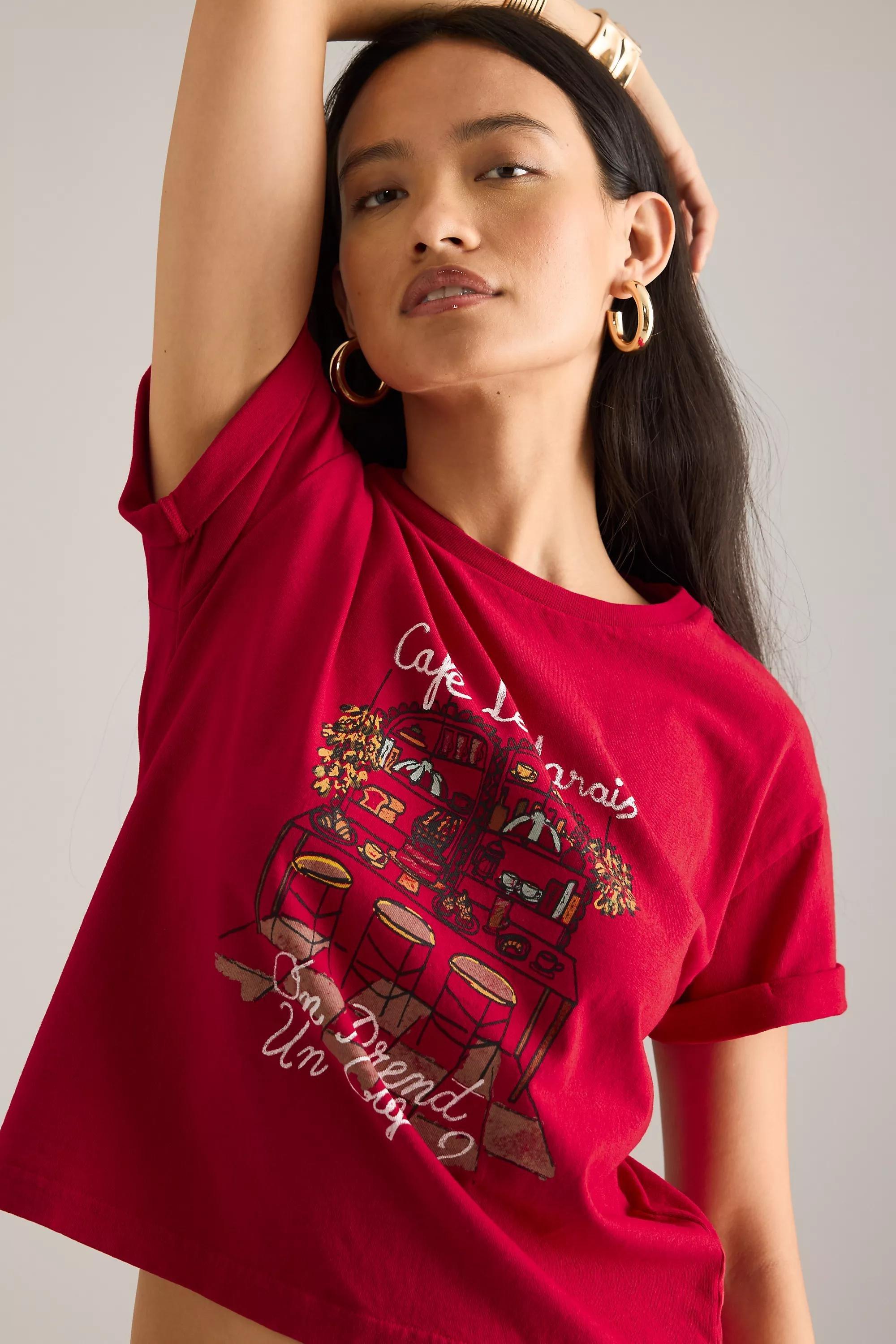 By Maeve Cafe Le Marais T-Shirt, Red, A501_0060, large image number 3
