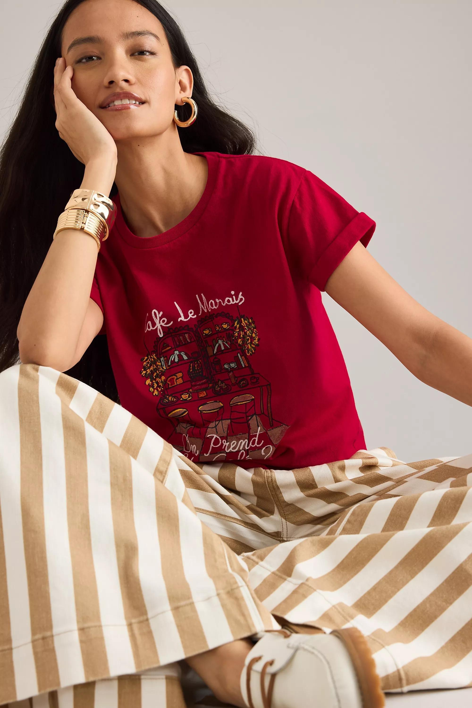 By Maeve Cafe Le Marais T-Shirt, Red, A501_0060, large image number 4
