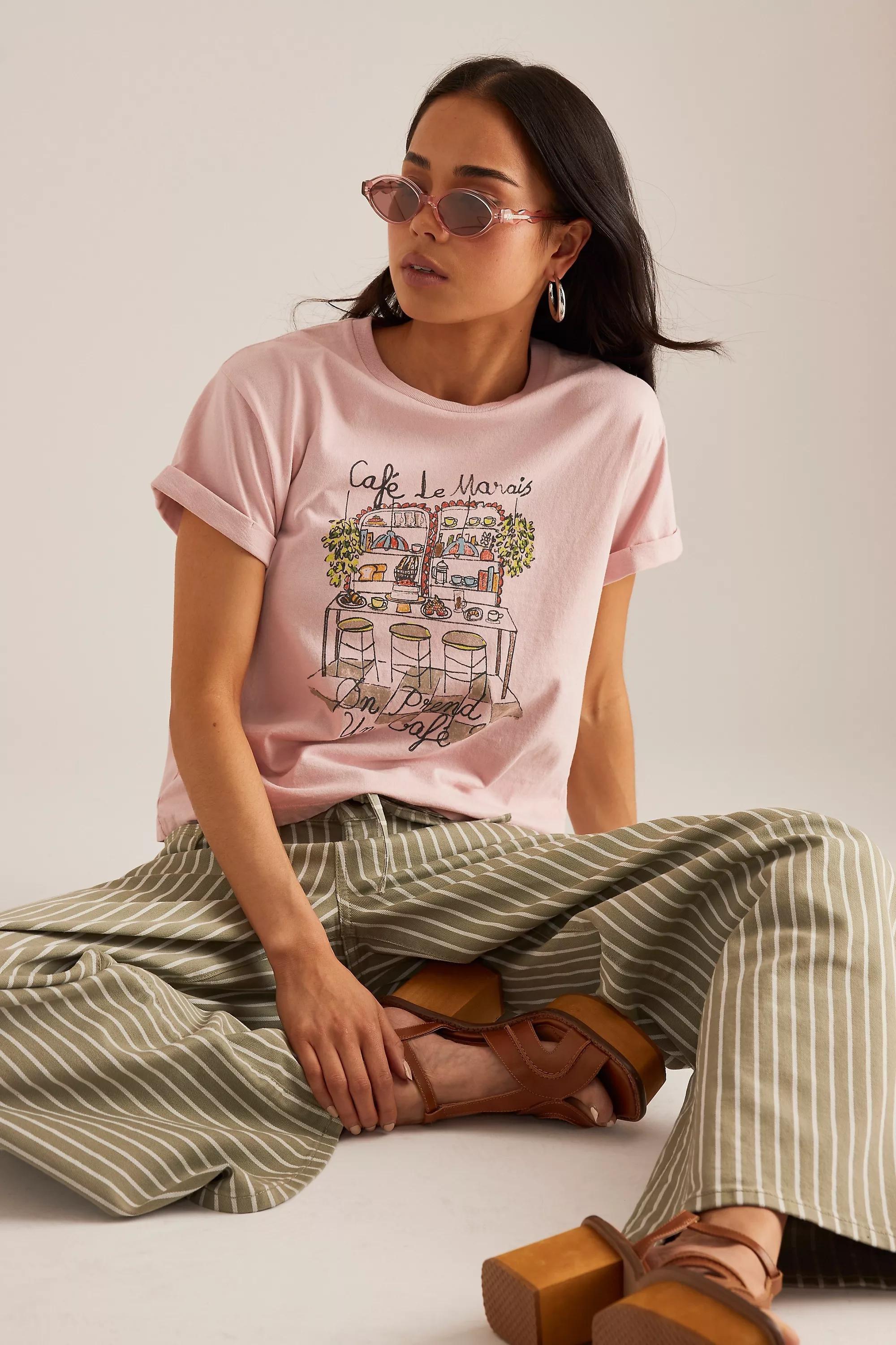 Maeve Cafe Le Marais T-Shirt, Pink, , large image number 0