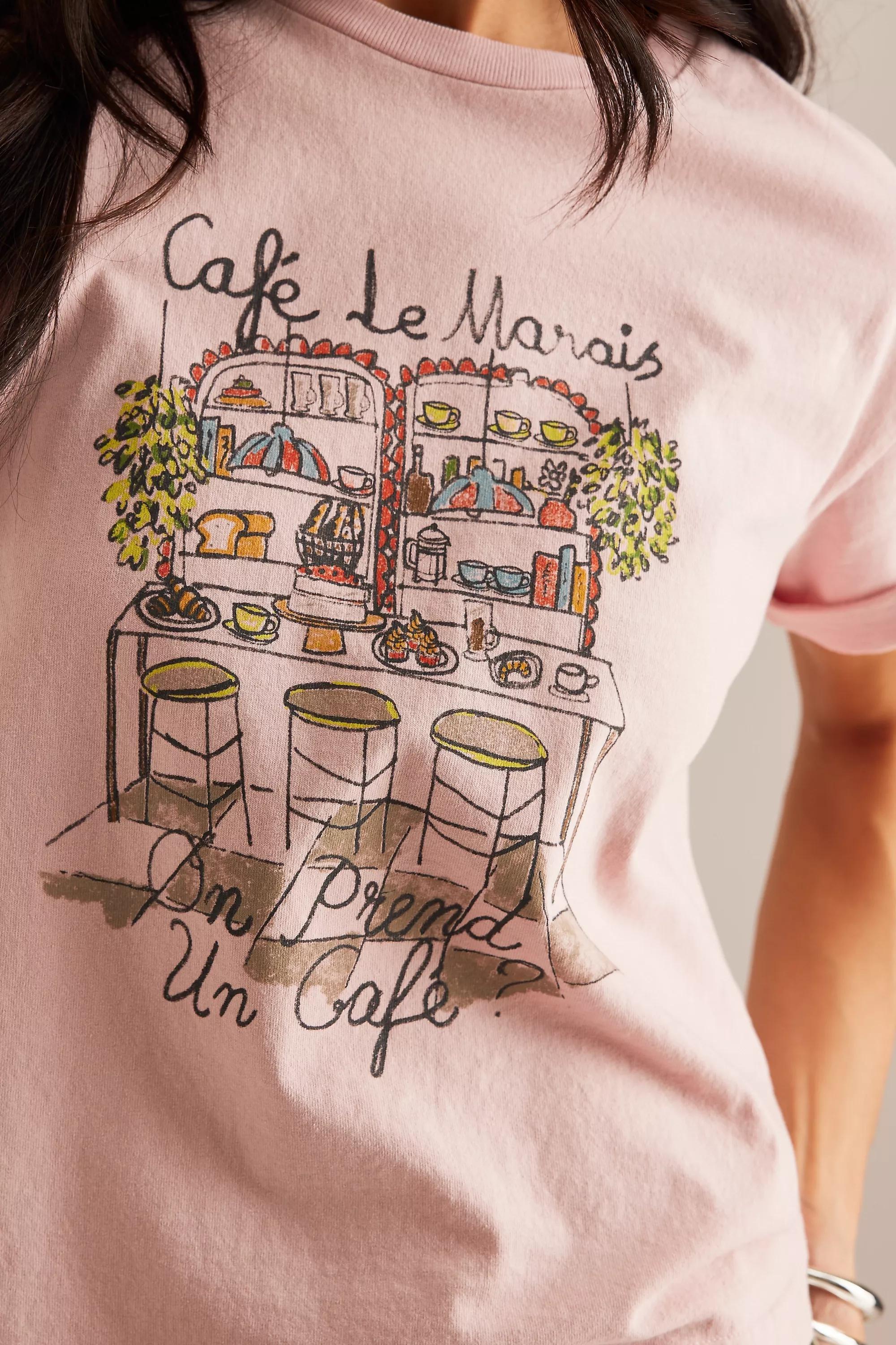 Maeve Cafe Le Marais T-Shirt, Pink, , large image number 1