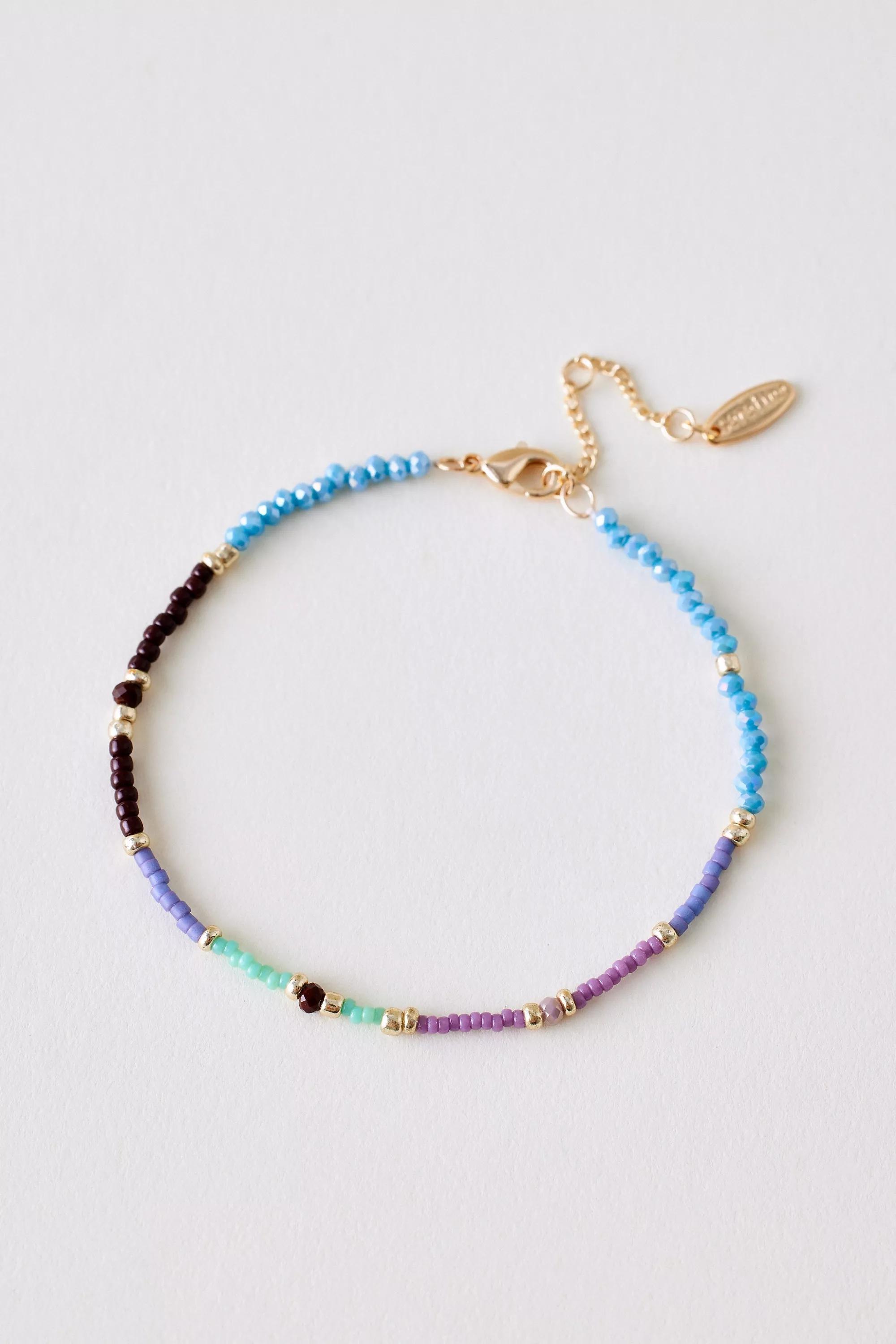 PURPLE PATTERN Beaded Bracelet, A501_0059, large image number 1