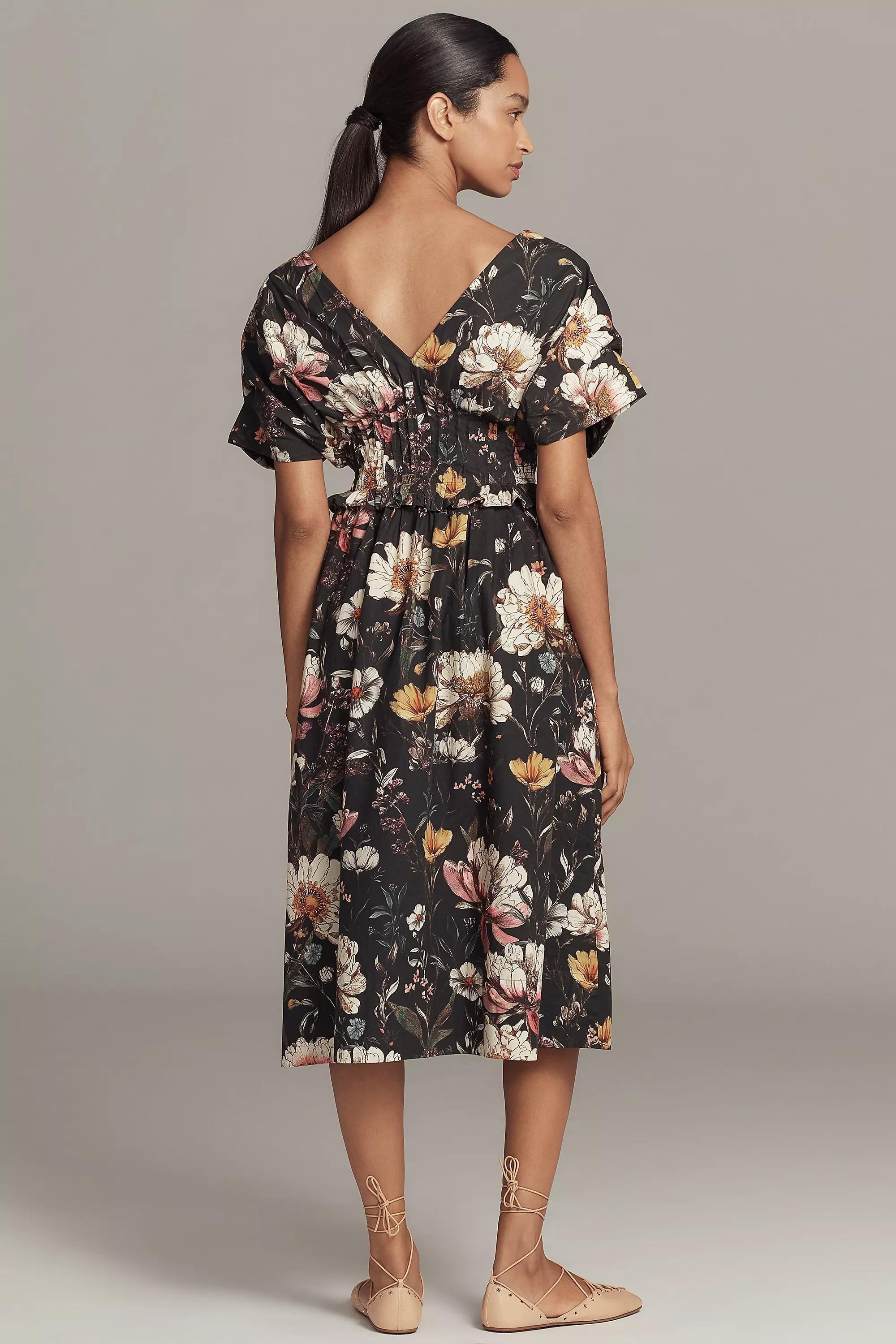 BLACK PATTERN By Anthropologie V-Neck Zip-Front Midi Dress, A501_0009, large image number 1