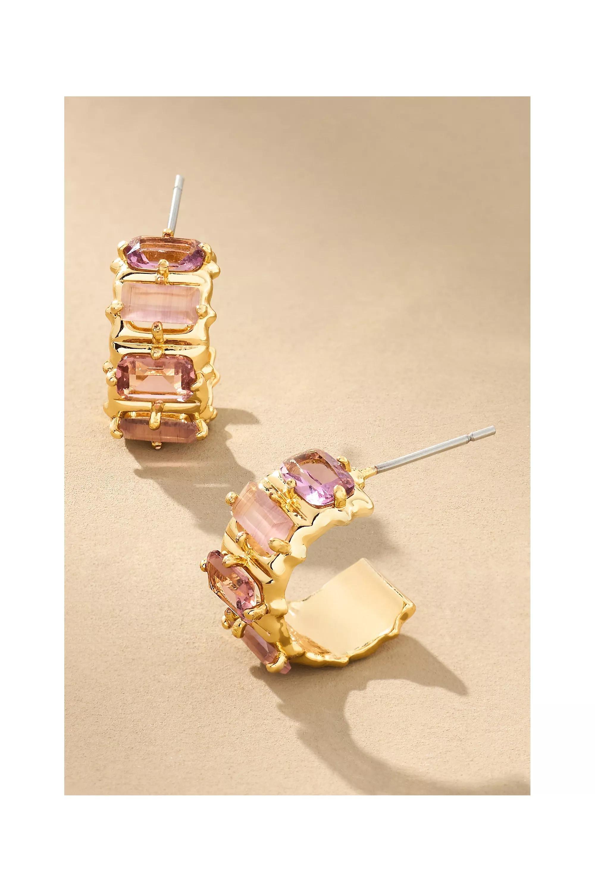 Anthropologie Hoop Earrings, Crystal, A501_0053, large image number 0