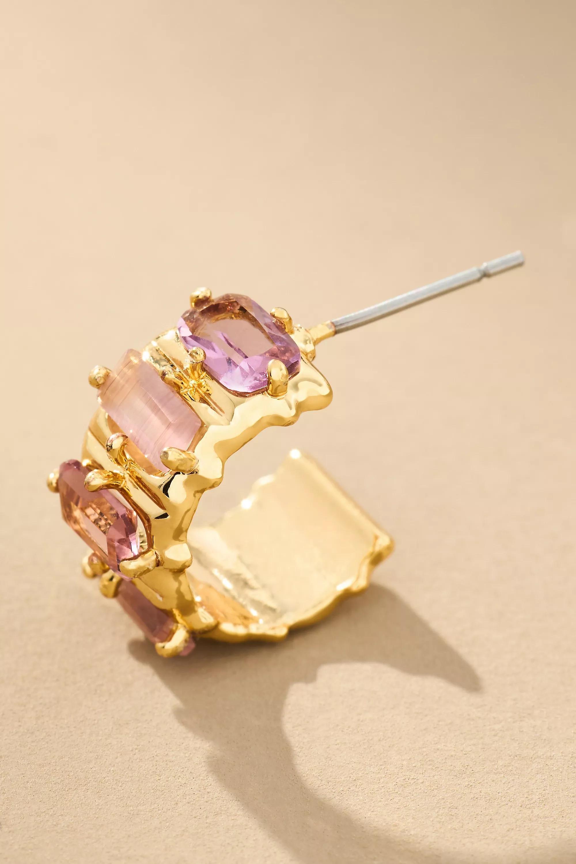 Anthropologie Hoop Earrings, Crystal, A501_0053, large image number 1