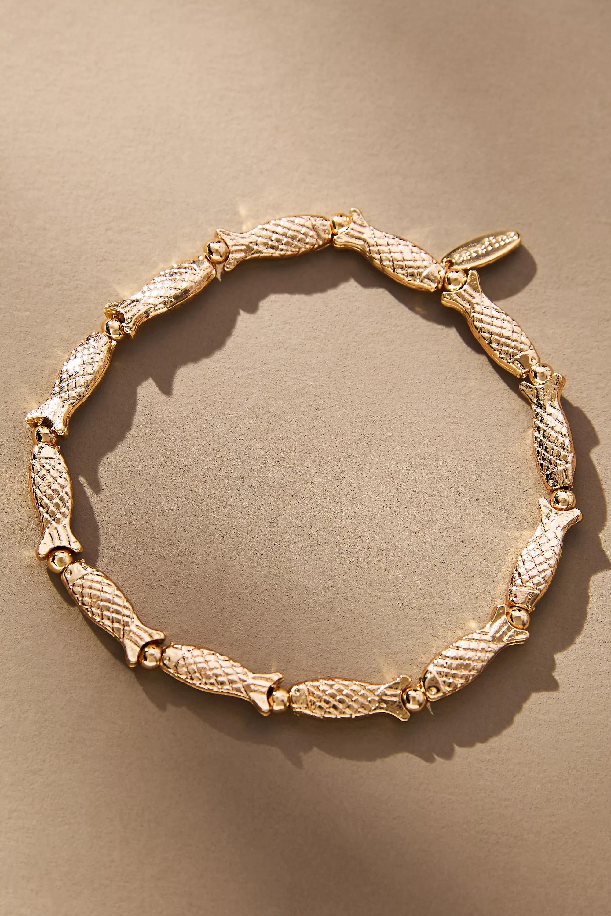 GOLD Fish Icon Stretch Bracelet, , medium