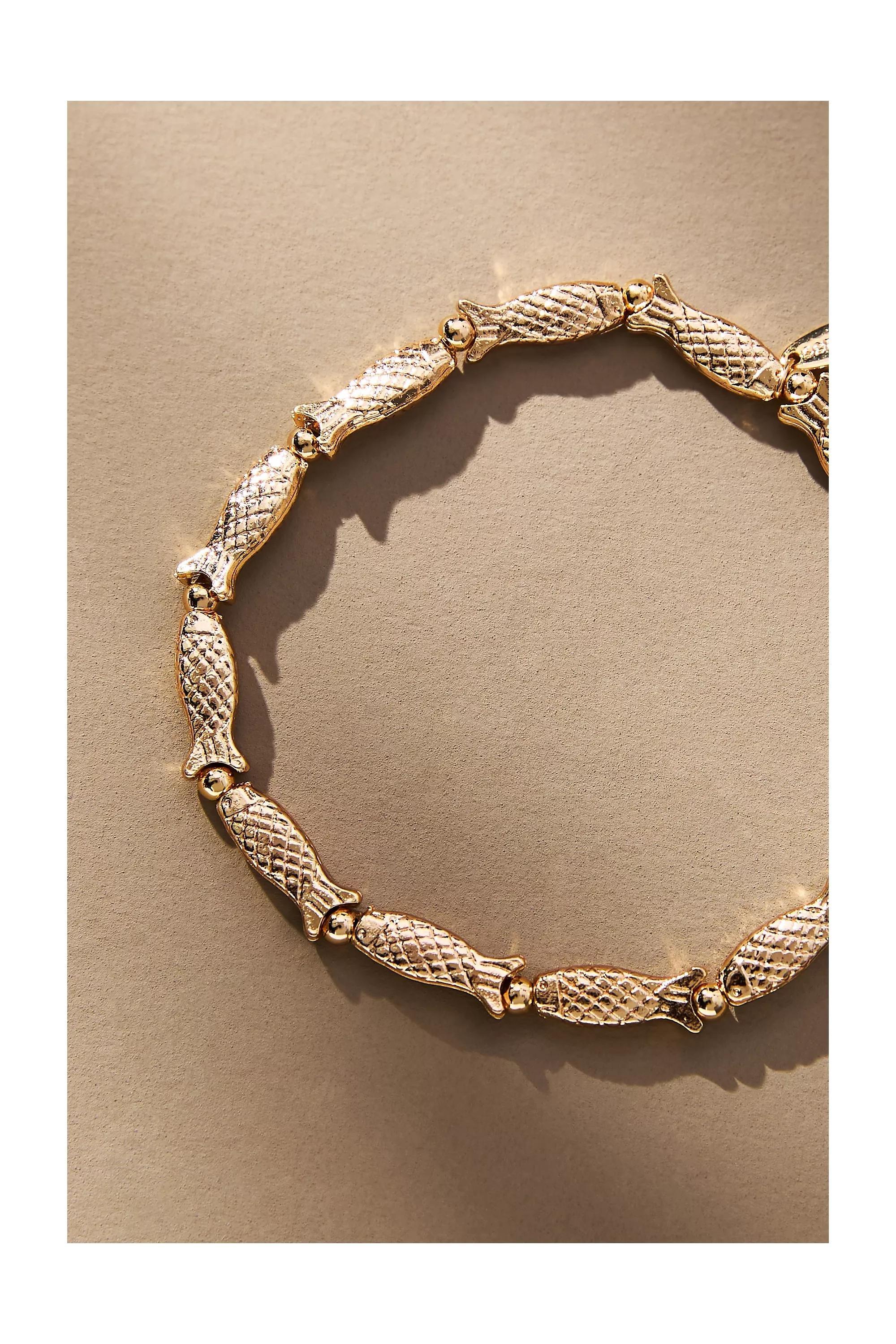 GOLD Fish Icon Stretch Bracelet, A501_0070, large image number 2