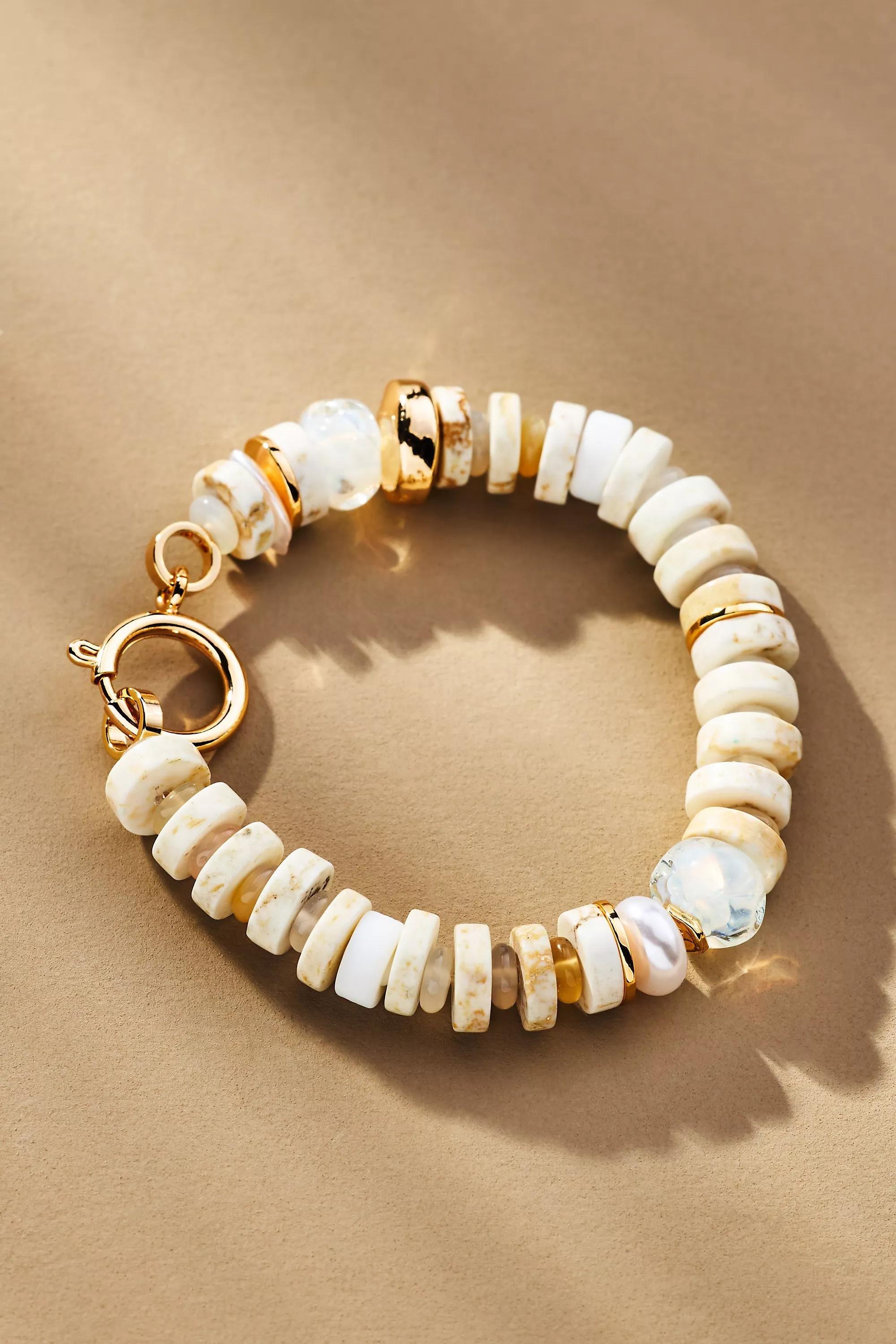 WHITE Rainbow Beaded Bracelet, , medium