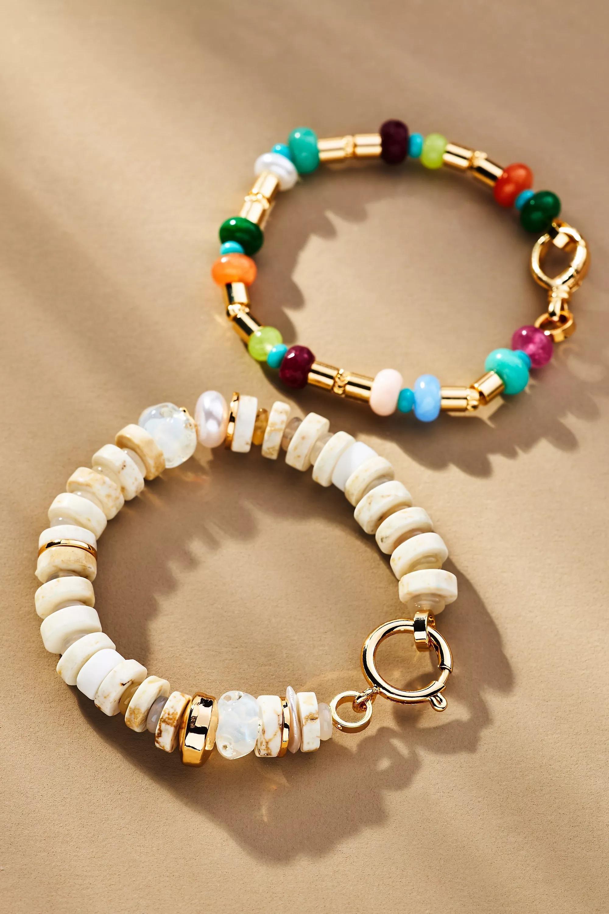 WHITE Rainbow Beaded Bracelet, A501_0010, large image number 2