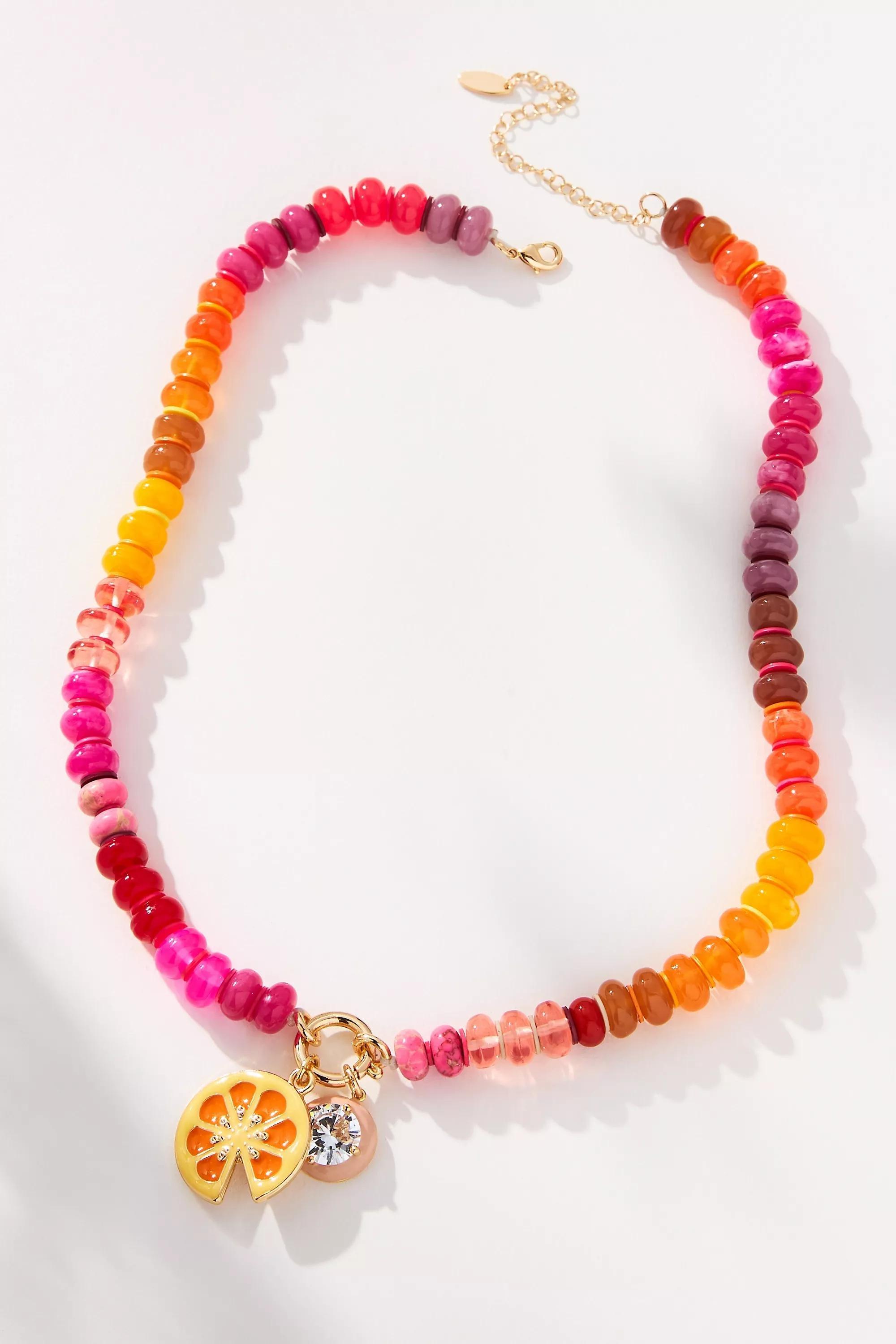 Beaded Charm Cluster Necklace, Multicolour, A501_0060, large image number 0