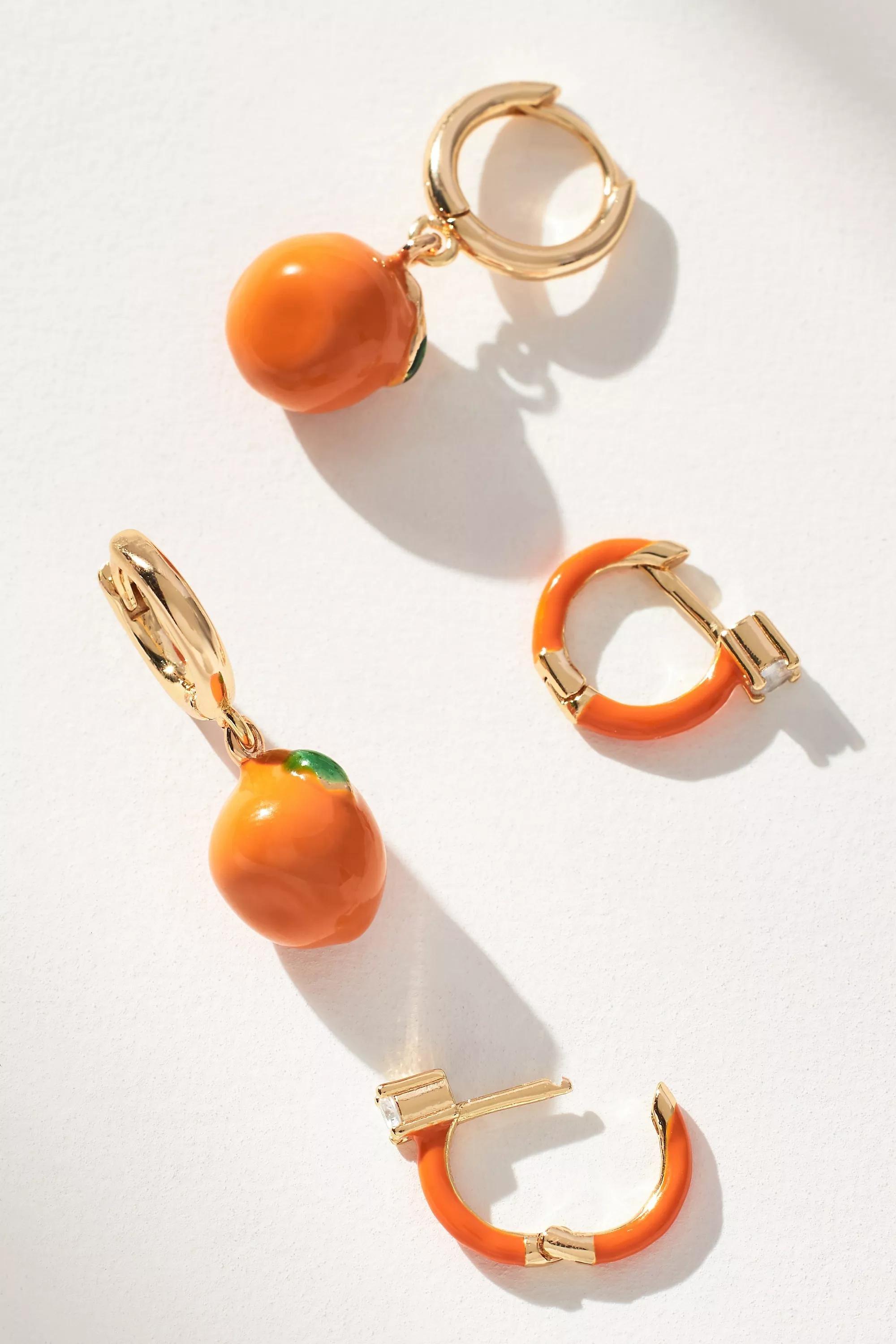 Fruit Charm Huggie Hoop Earrings, Set Of 2, Multicolour, A501_0080, large image number 0