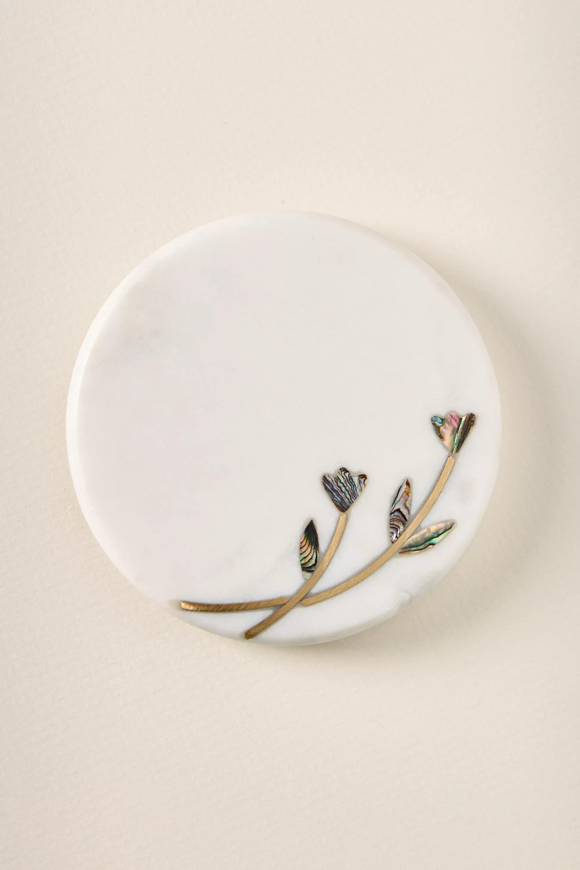 Addie Marble Coaster, White, White, medium