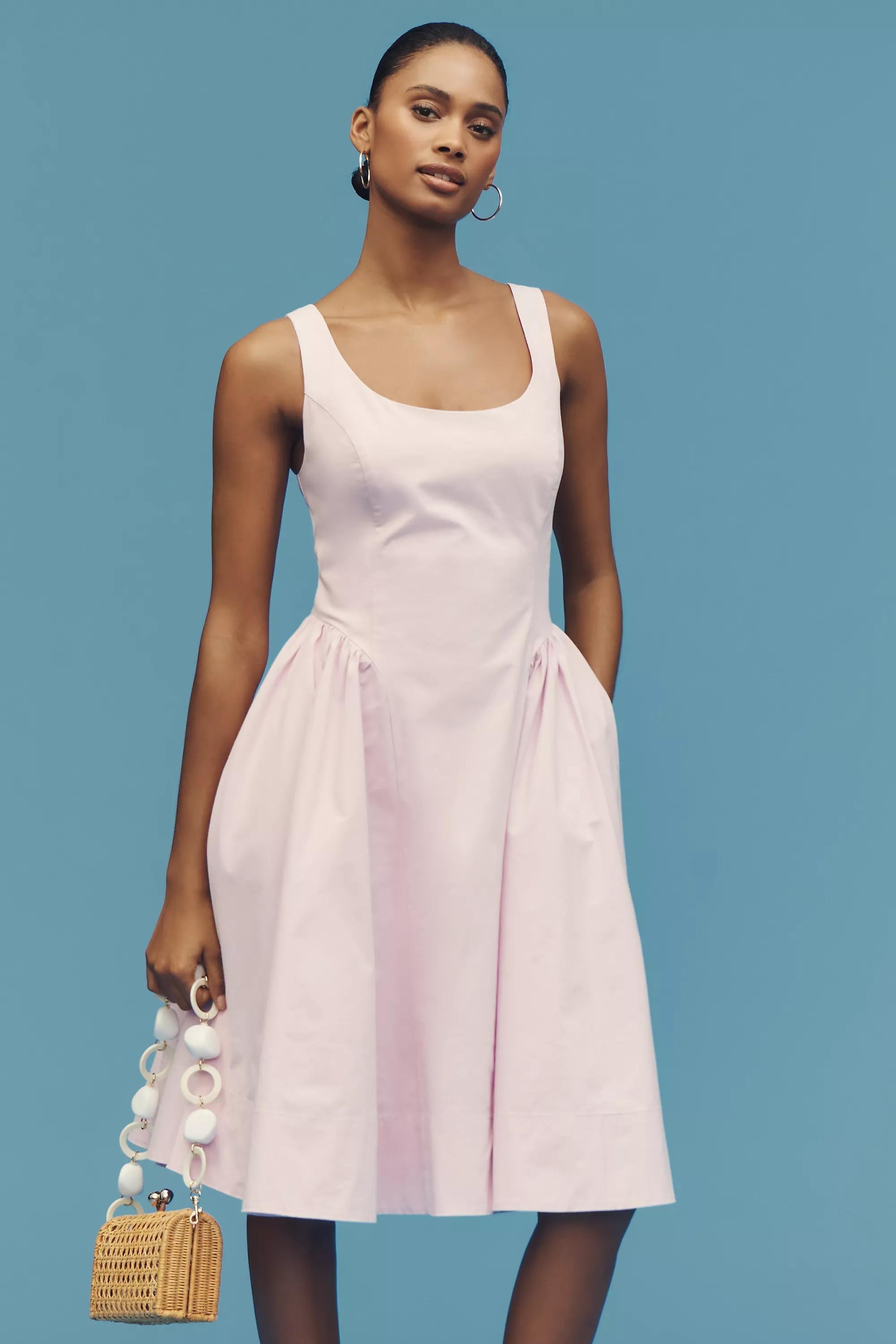 PURPLE By Anthropologie Sleeveless Scoop-Neck Basque-Waist Midi Dress, , large image number 0