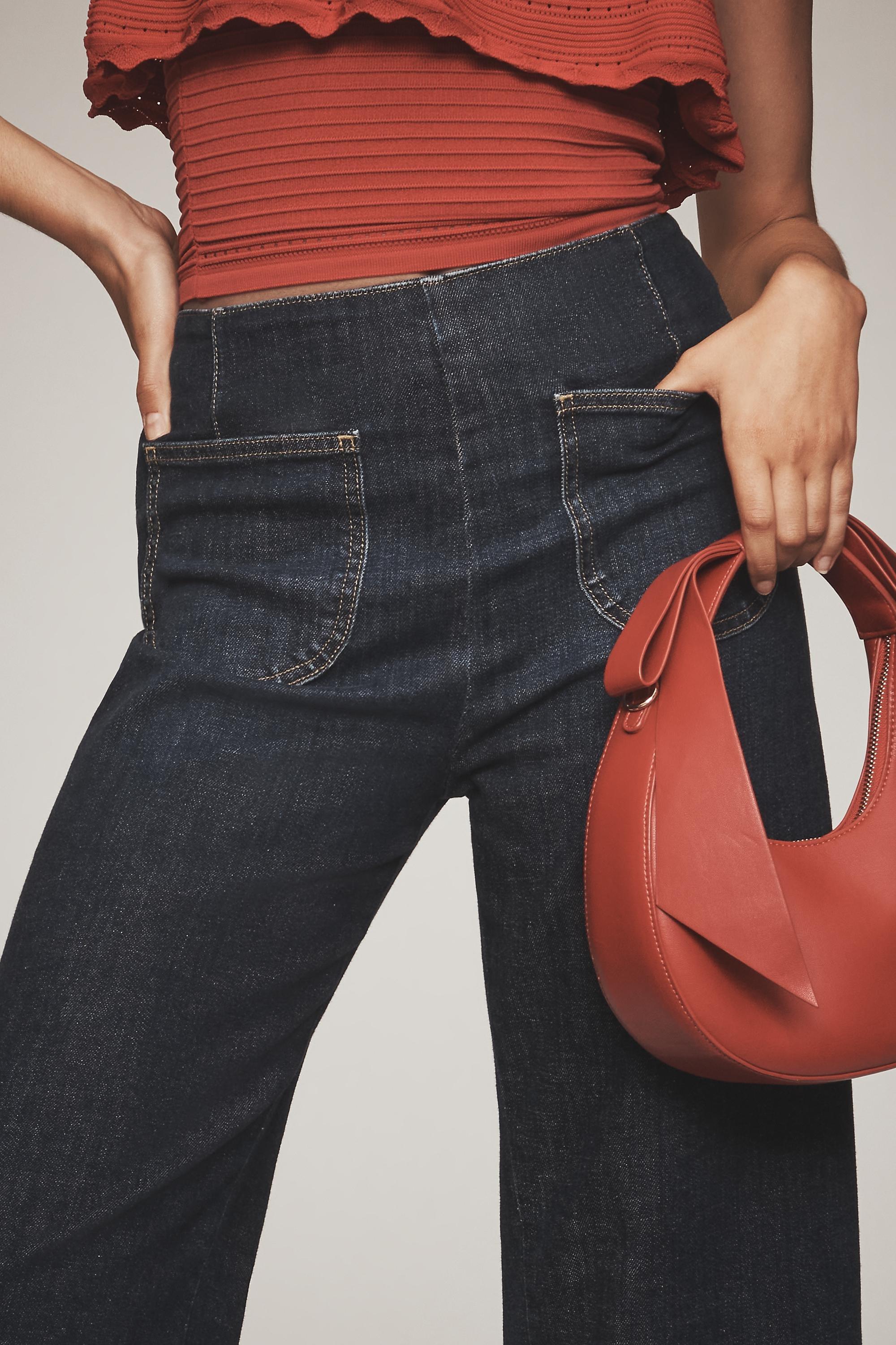 The Colette Denim Ruffled Cropped Wide-Leg Jeans By Maeve, Navy, A501_0091, large image number 3