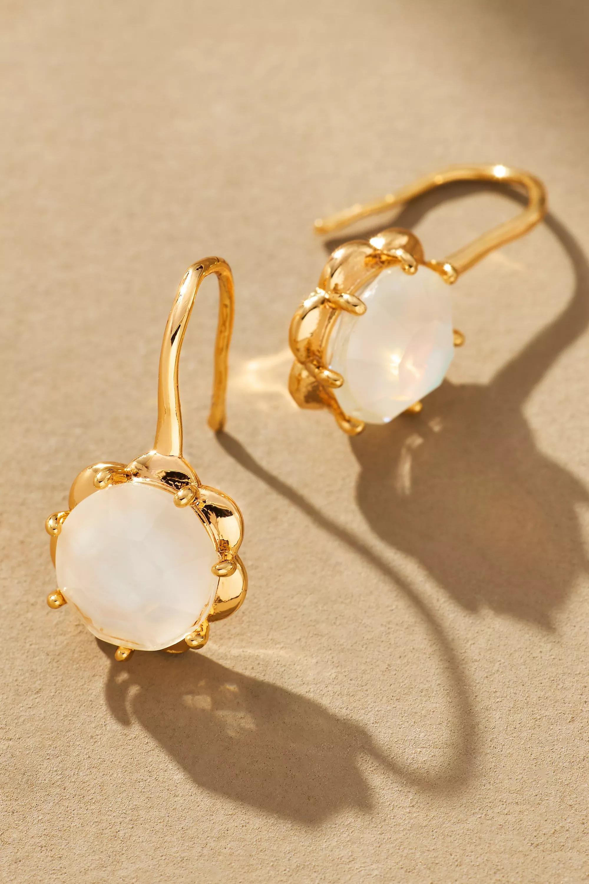 WHITE Stone Fishhook Drop Earrings, A501_0010, large image number 0