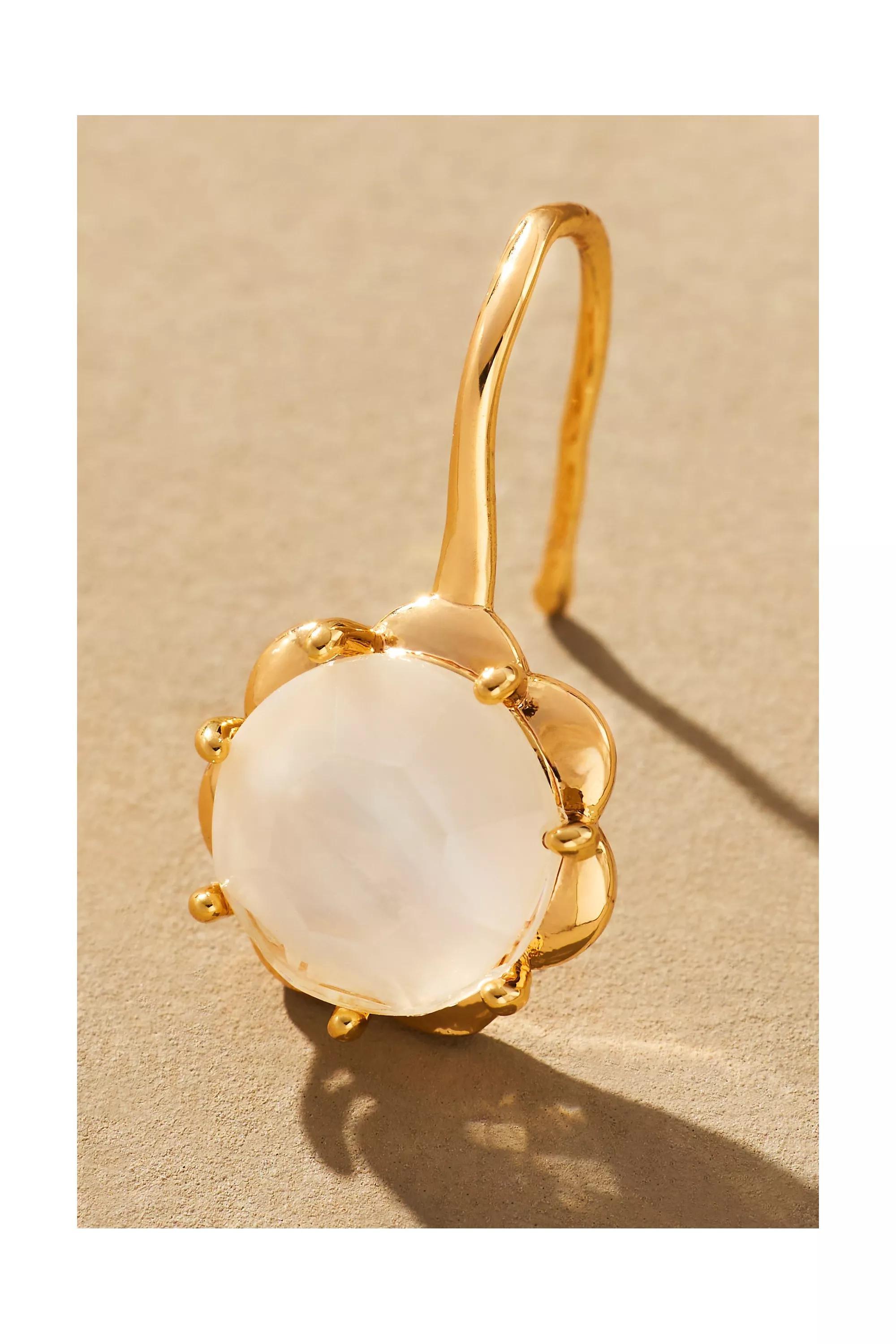 WHITE Stone Fishhook Drop Earrings, A501_0010, large image number 4