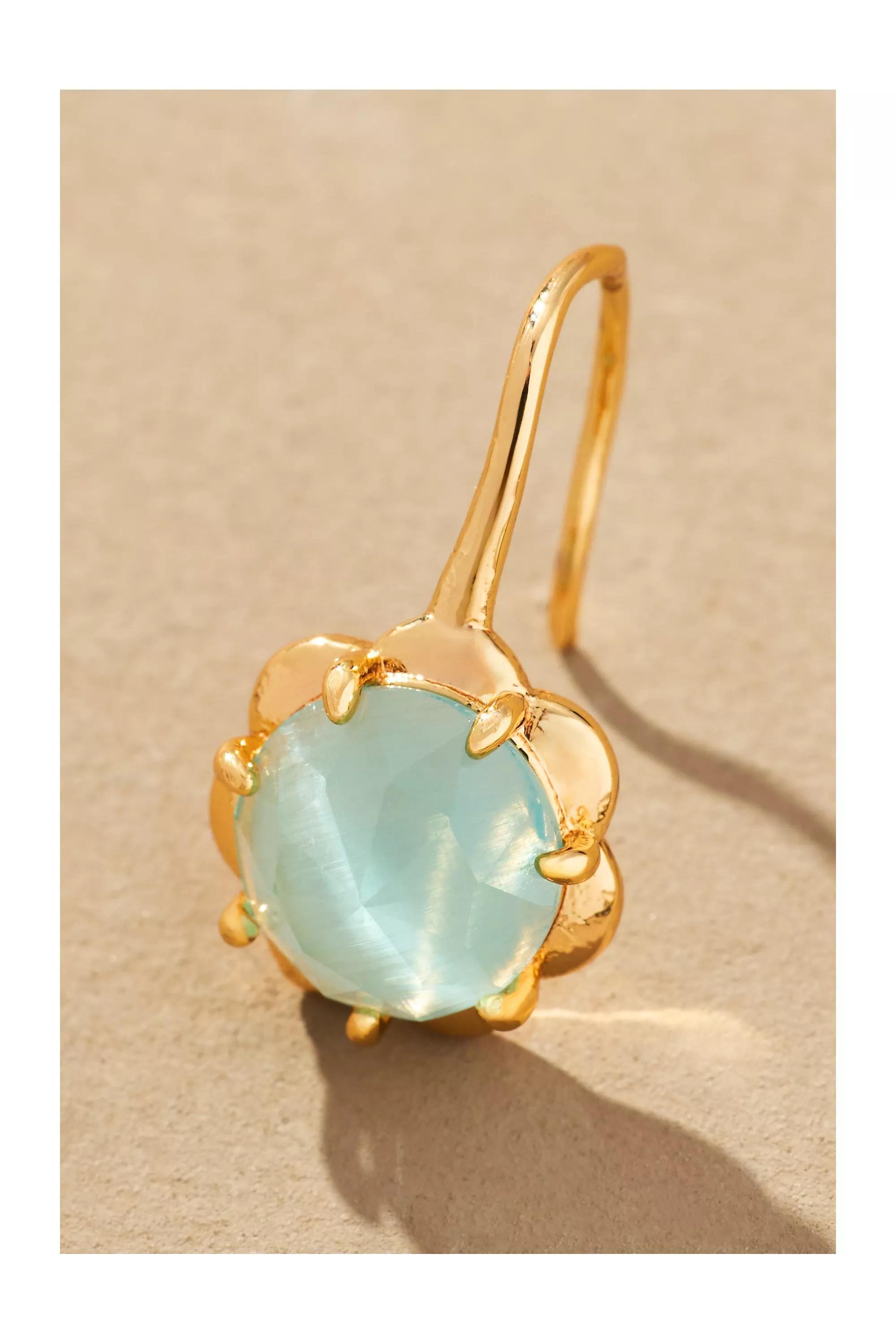 Stone Fishhook Drop Earrings, Blue, A501_0040, large image number 4