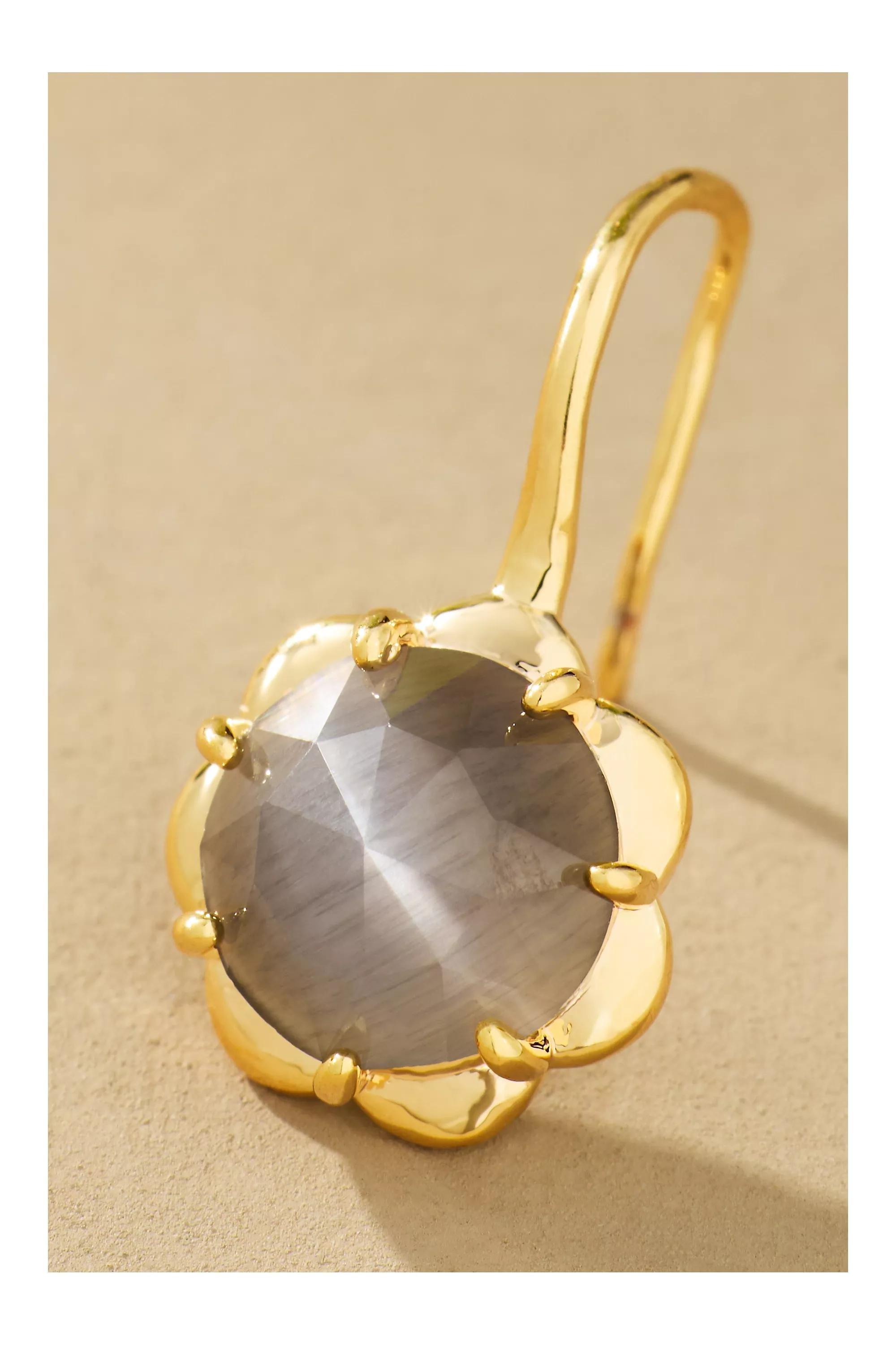 Stone Fishhook Drop Earrings, Navy, A501_0042, medium