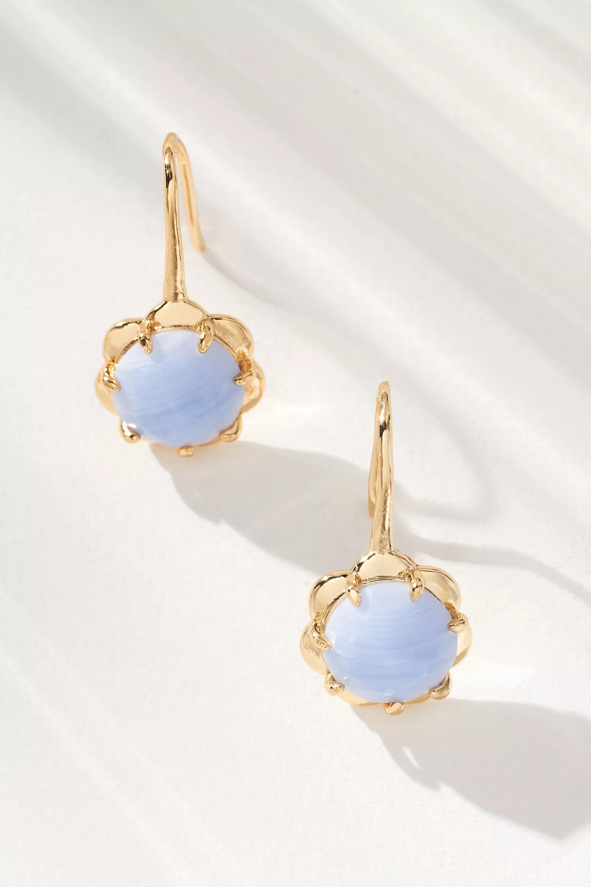 Stone Fishhook Drop Earrings, Blue, A501_0045, large image number 1
