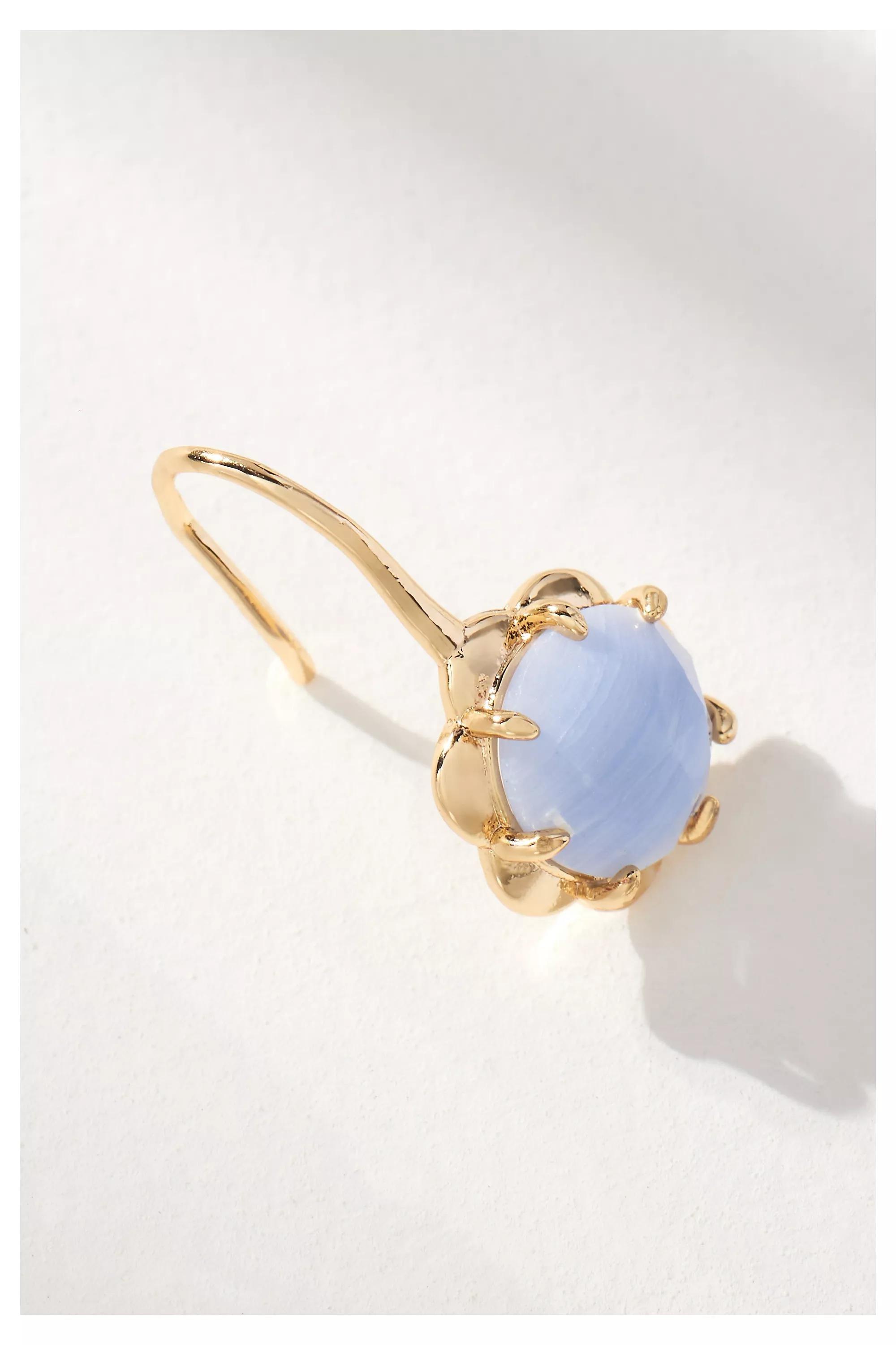 Stone Fishhook Drop Earrings, Blue, A501_0045, large image number 2