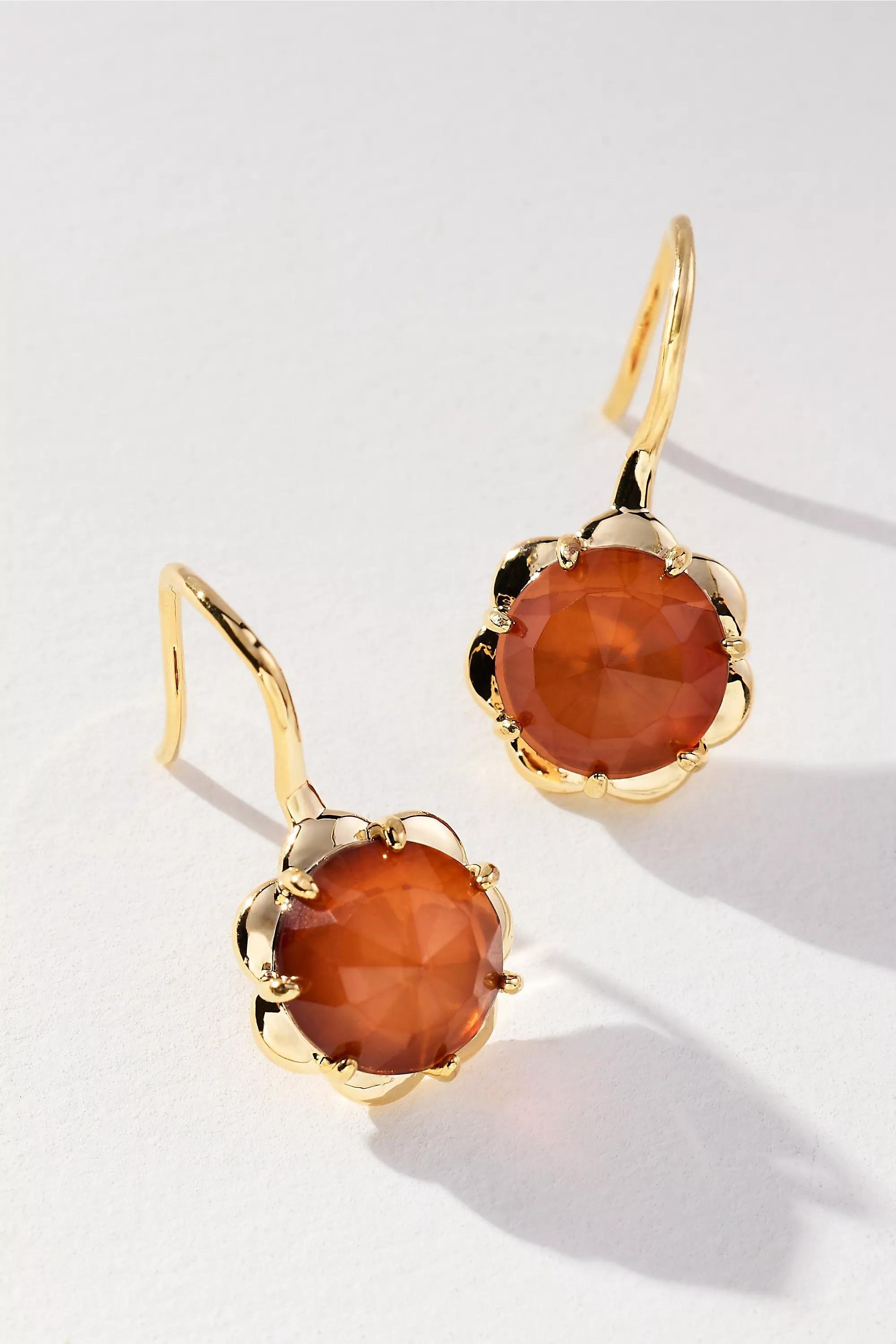 RED Stone Fishhook Drop Earrings, A501_0060, medium