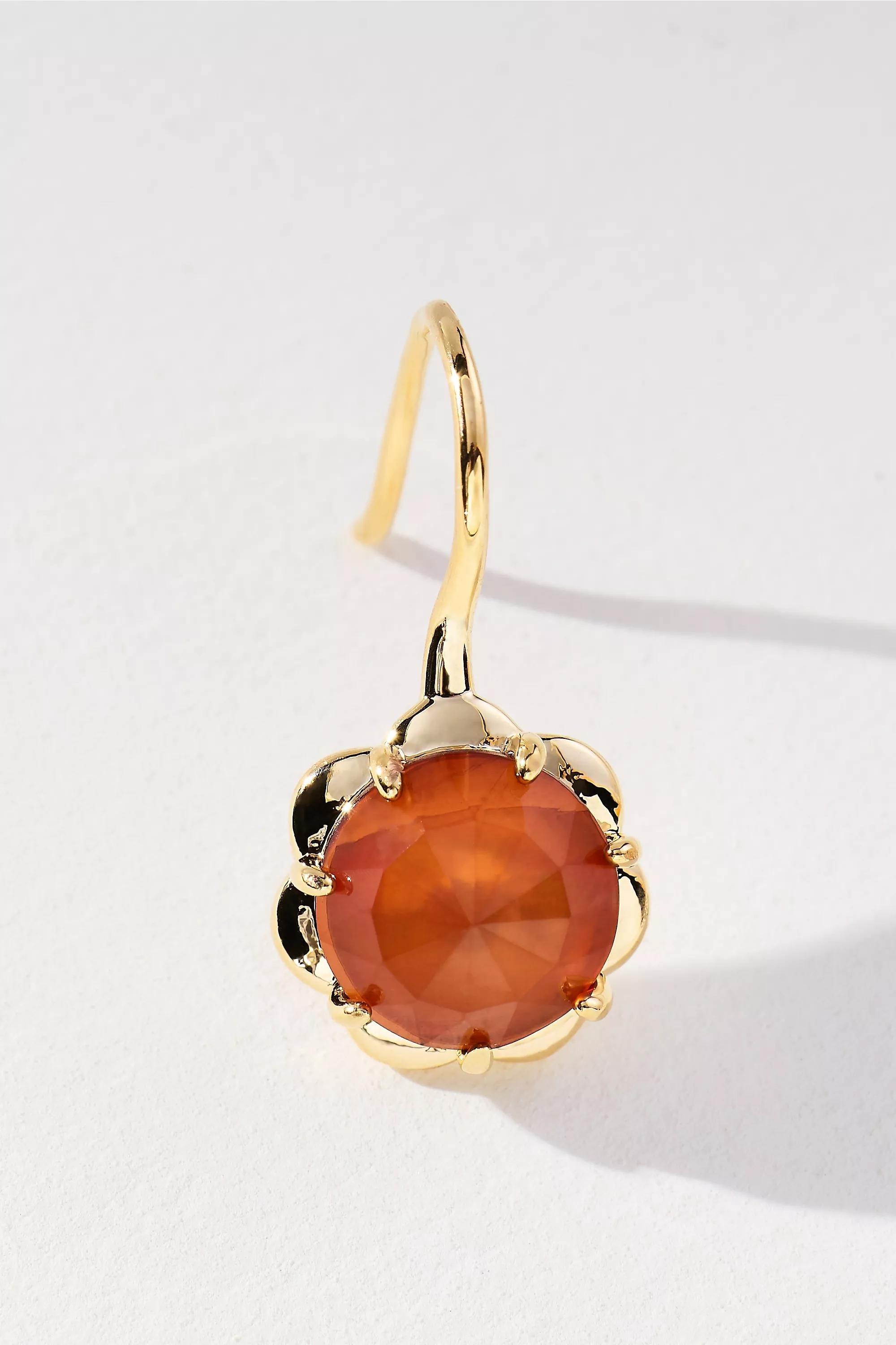 RED Stone Fishhook Drop Earrings, A501_0060, large image number 1