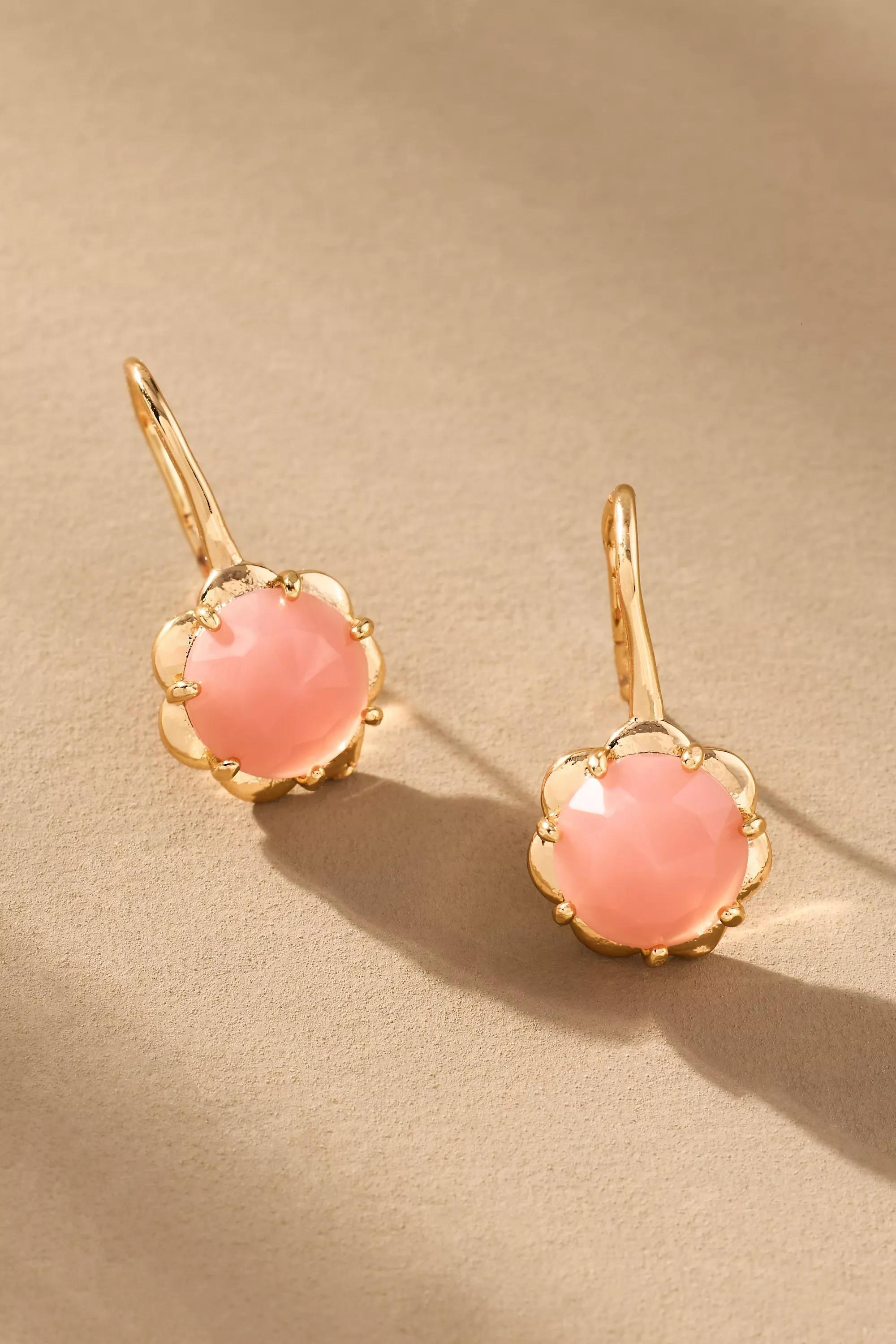 PINK Stone Fishhook Drop Earrings, A501_0066, large image number 0