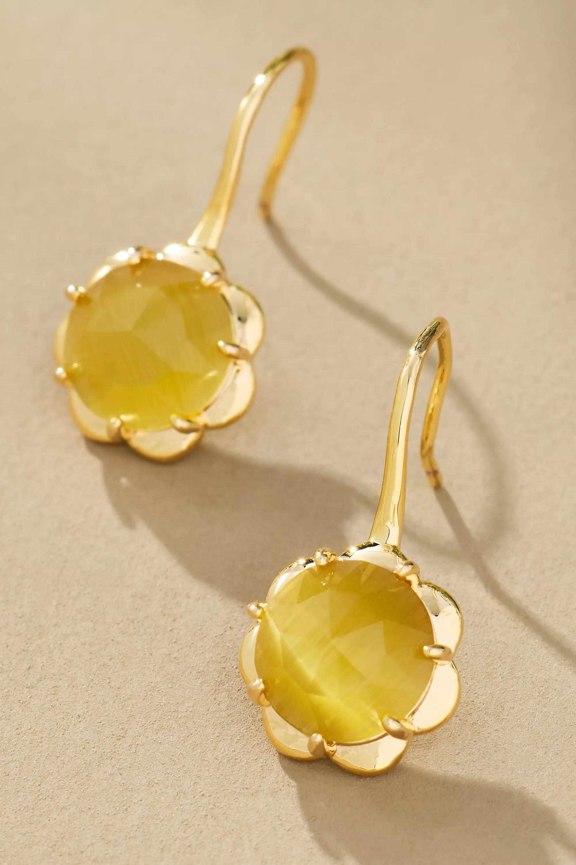 Stone Fishhook Drop Earrings, Yellow, A501_0072, large image number 0