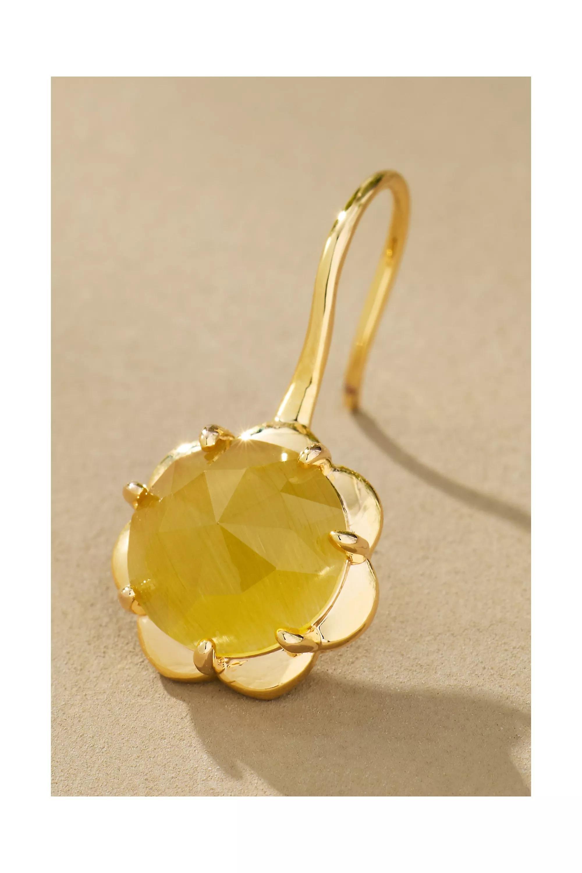 Stone Fishhook Drop Earrings, Yellow, A501_0072, large image number 1