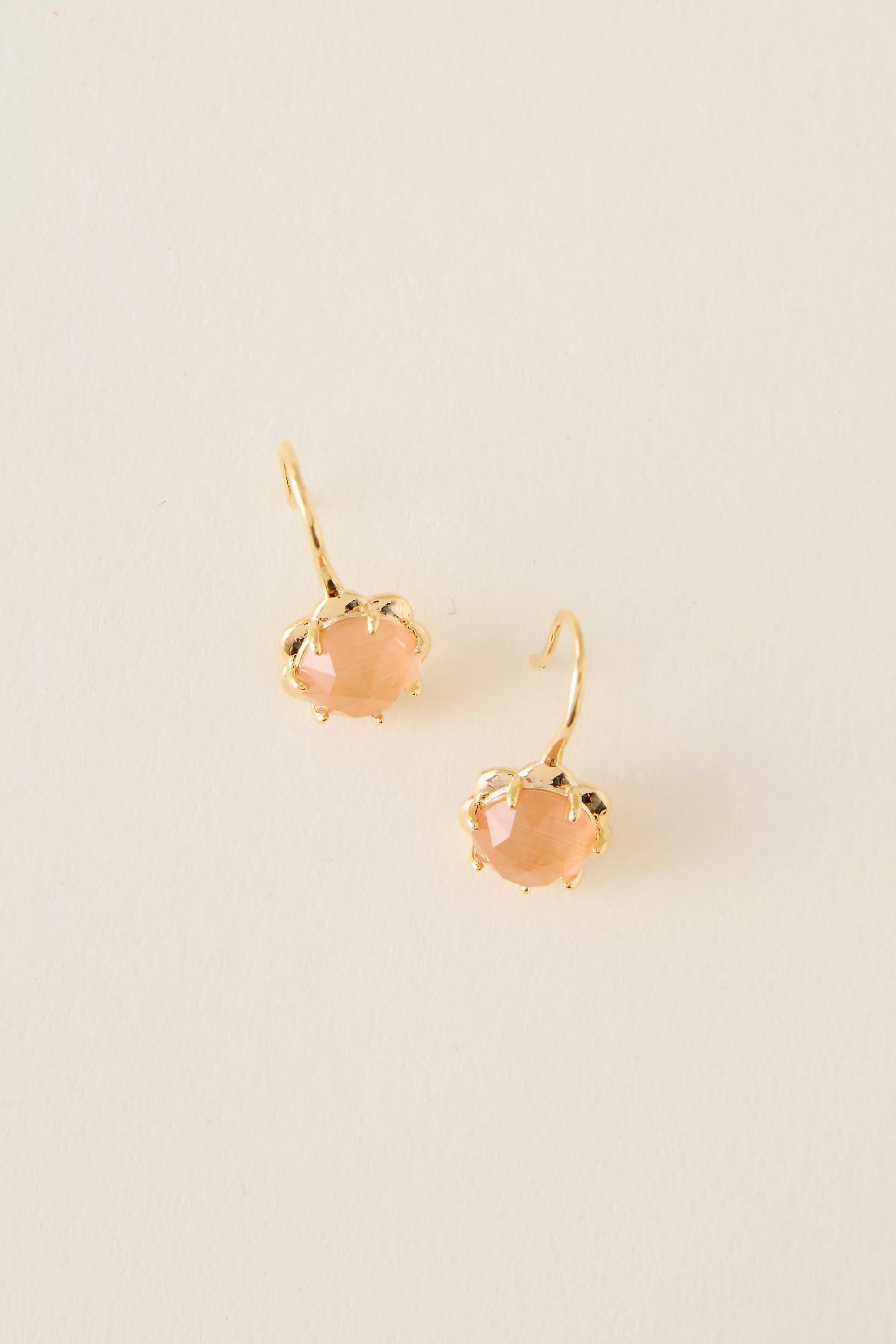 Stone Fishhook Drop Earrings, Pink, A501_0080, large image number 0