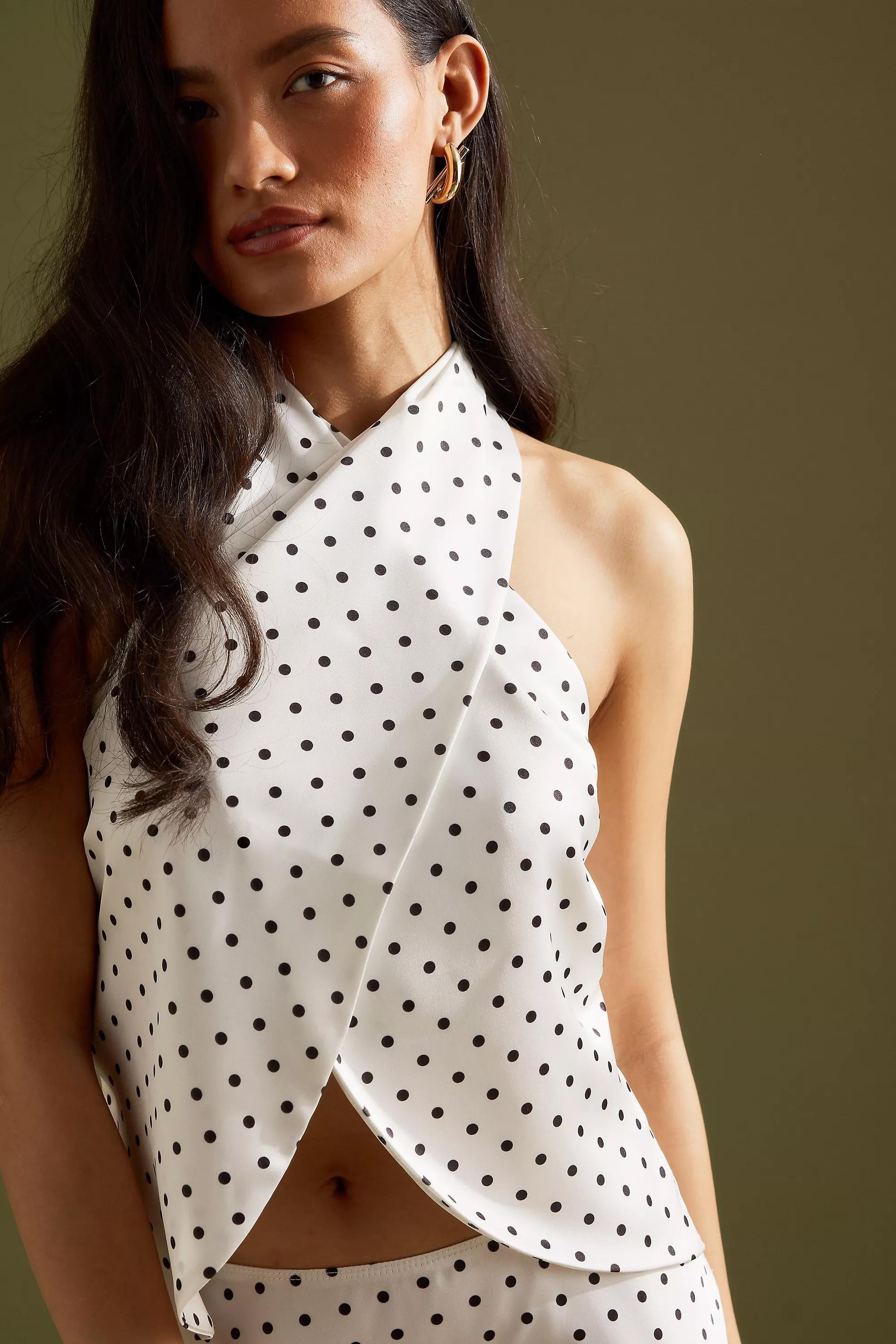 Anthropologie Polka Dot Top, White, , large image number 2