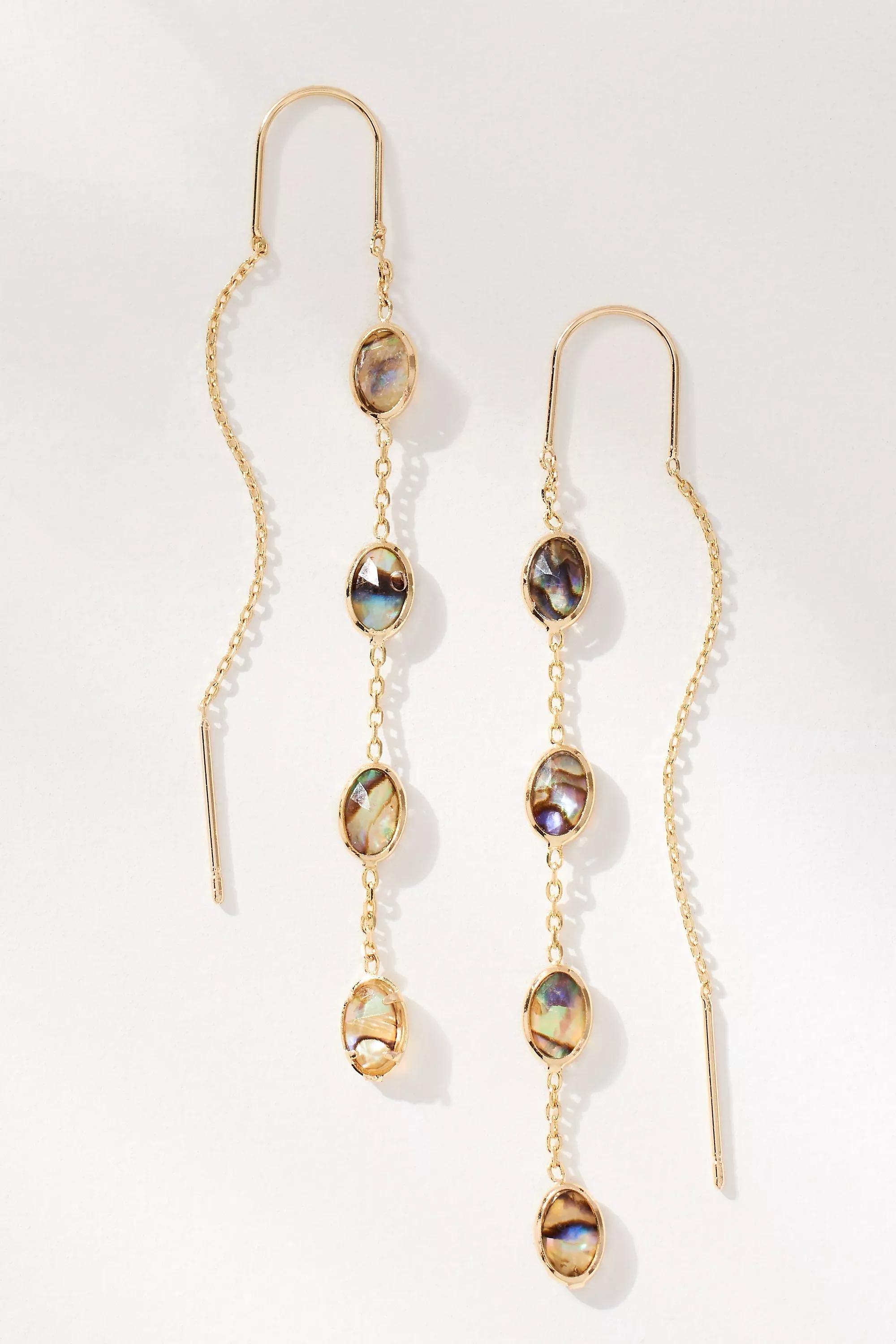 OYSTER PATTERN Crystal Oval Threader Earrings, A501_0019, large image number 1