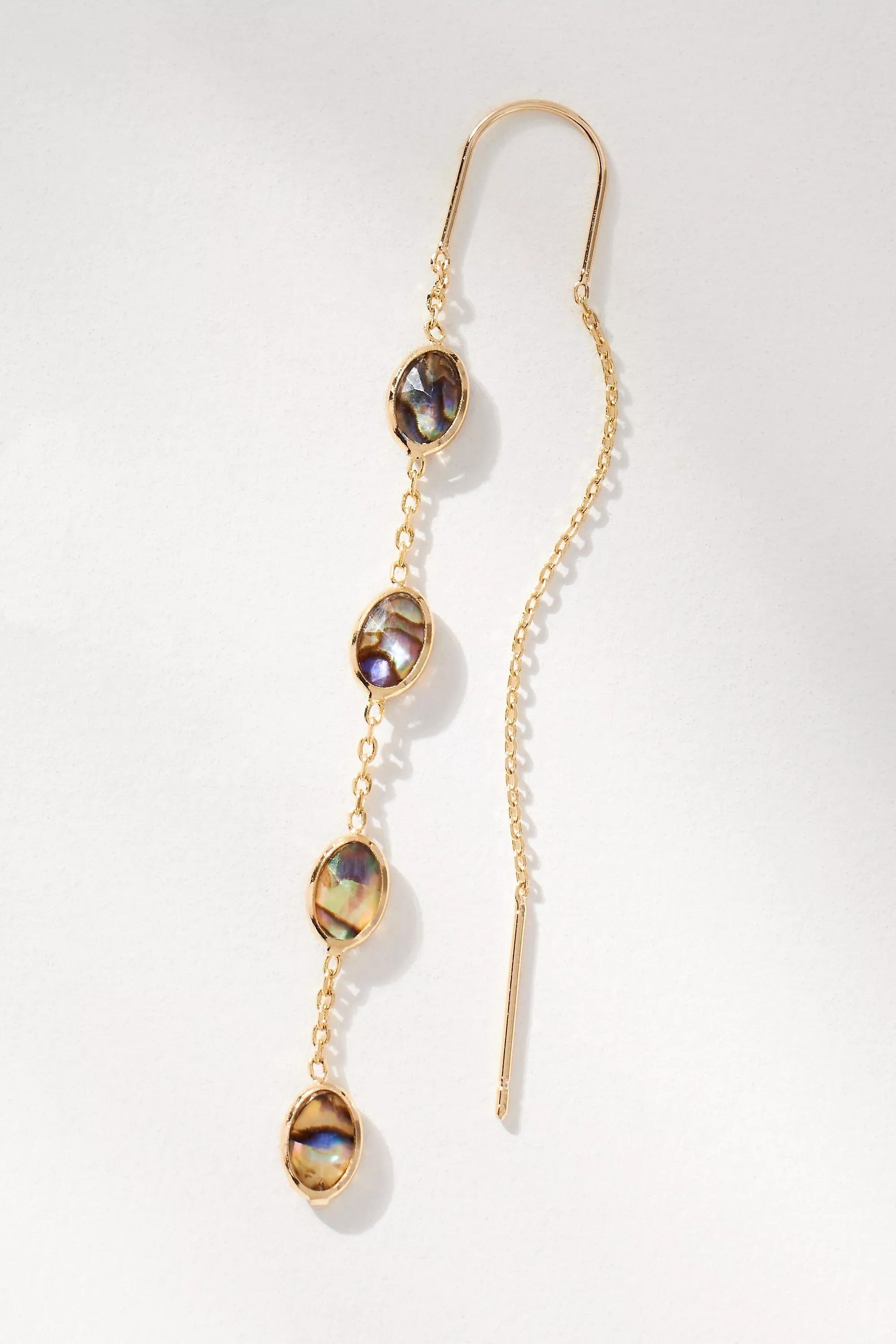 OYSTER PATTERN Crystal Oval Threader Earrings, A501_0019, large image number 3
