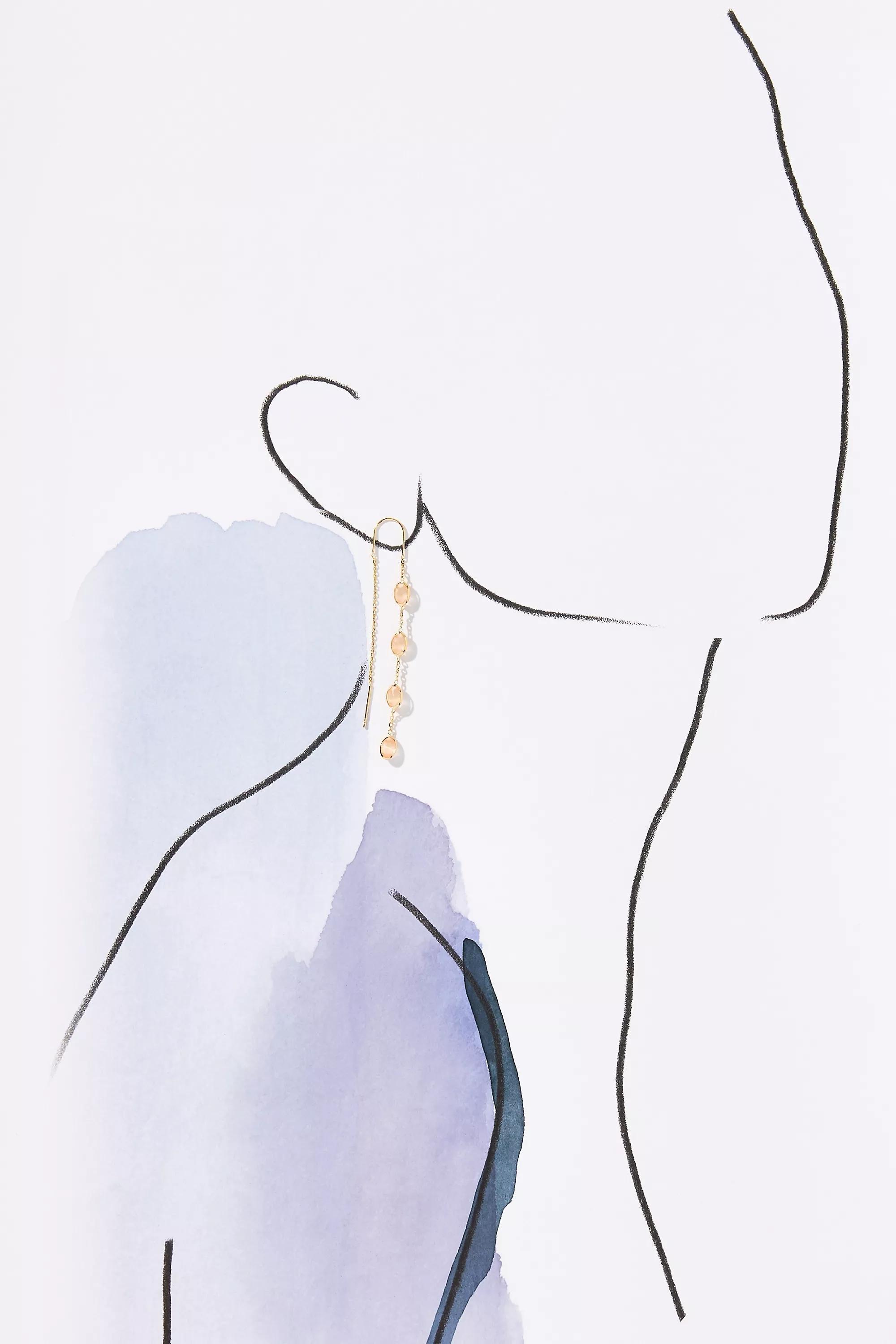 Crystal Oval Threader Earrings, A501_0067, large image number 2