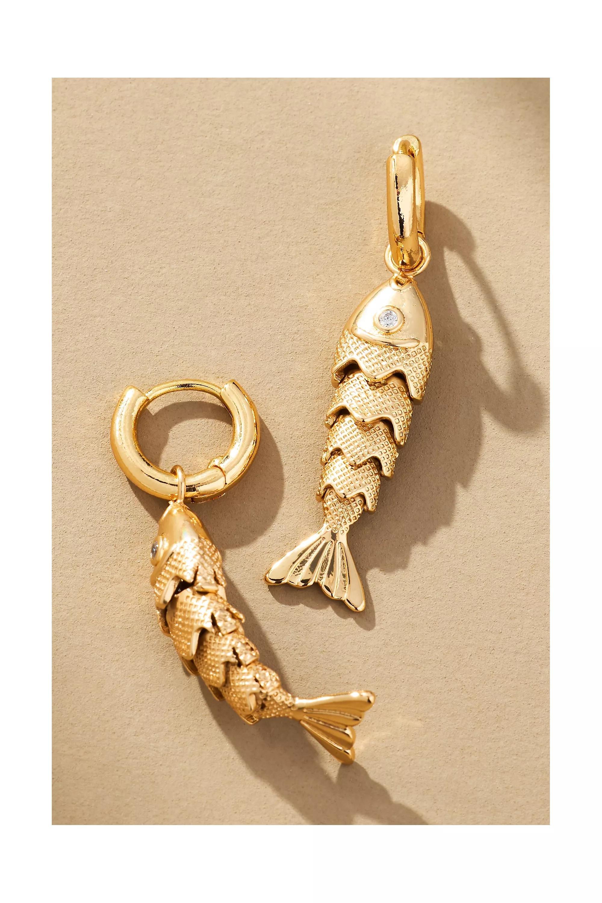 Fun Icon Charm Huggie Hoop Earrings, Gold, A501_0070, large image number 0