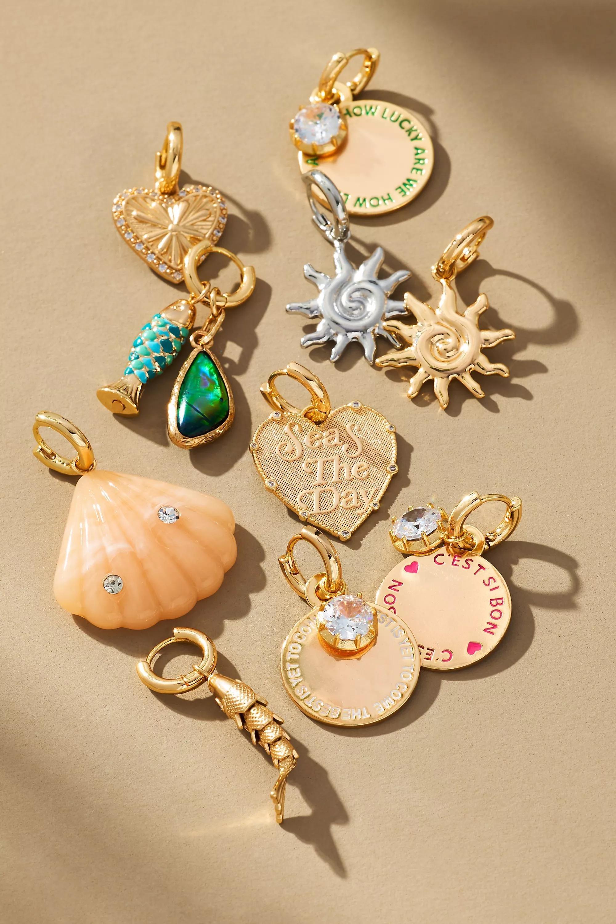 Fun Icon Charm Huggie Hoop Earrings, Gold, A501_0070, medium