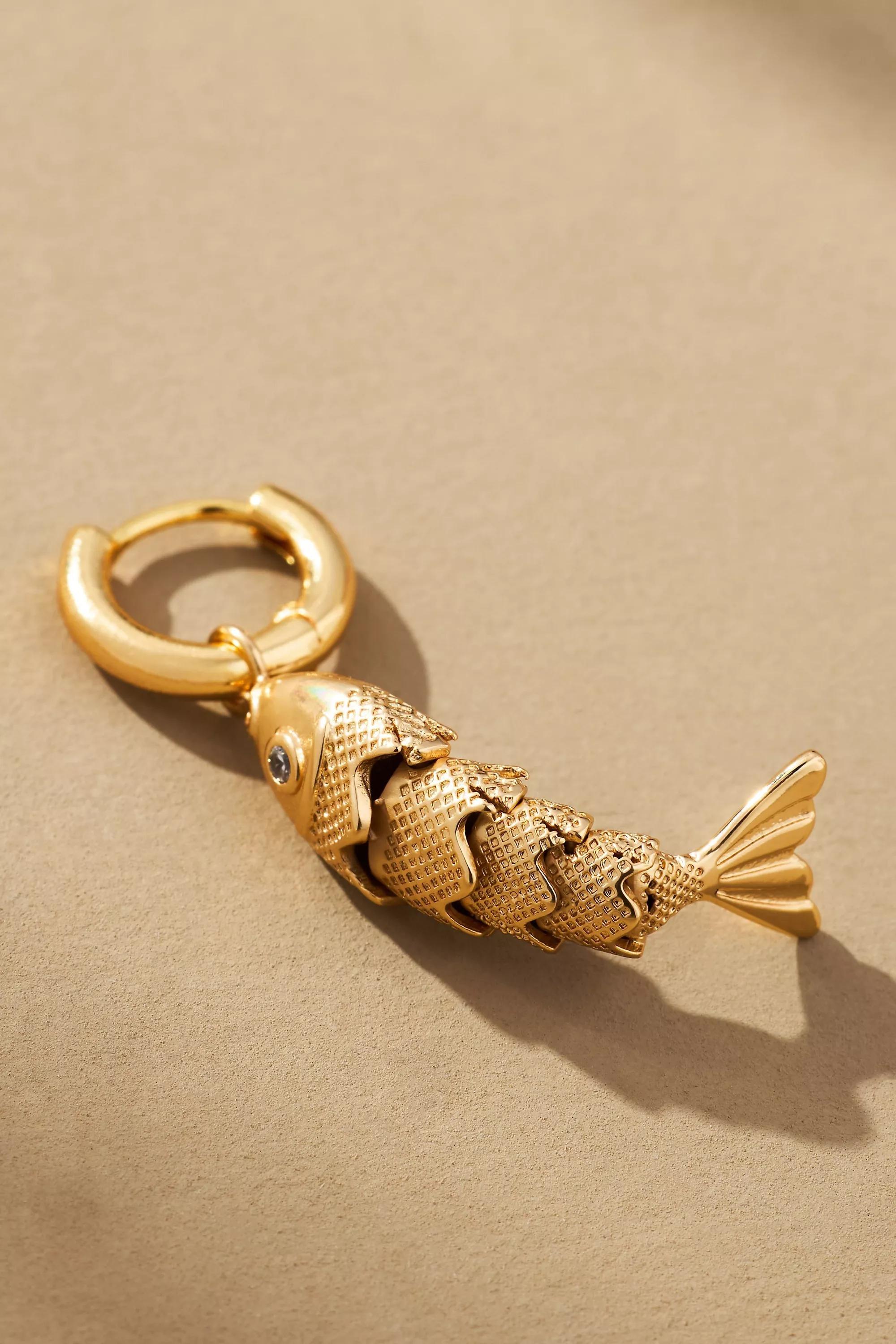 Fun Icon Charm Huggie Hoop Earrings, Gold, A501_0070, large image number 2