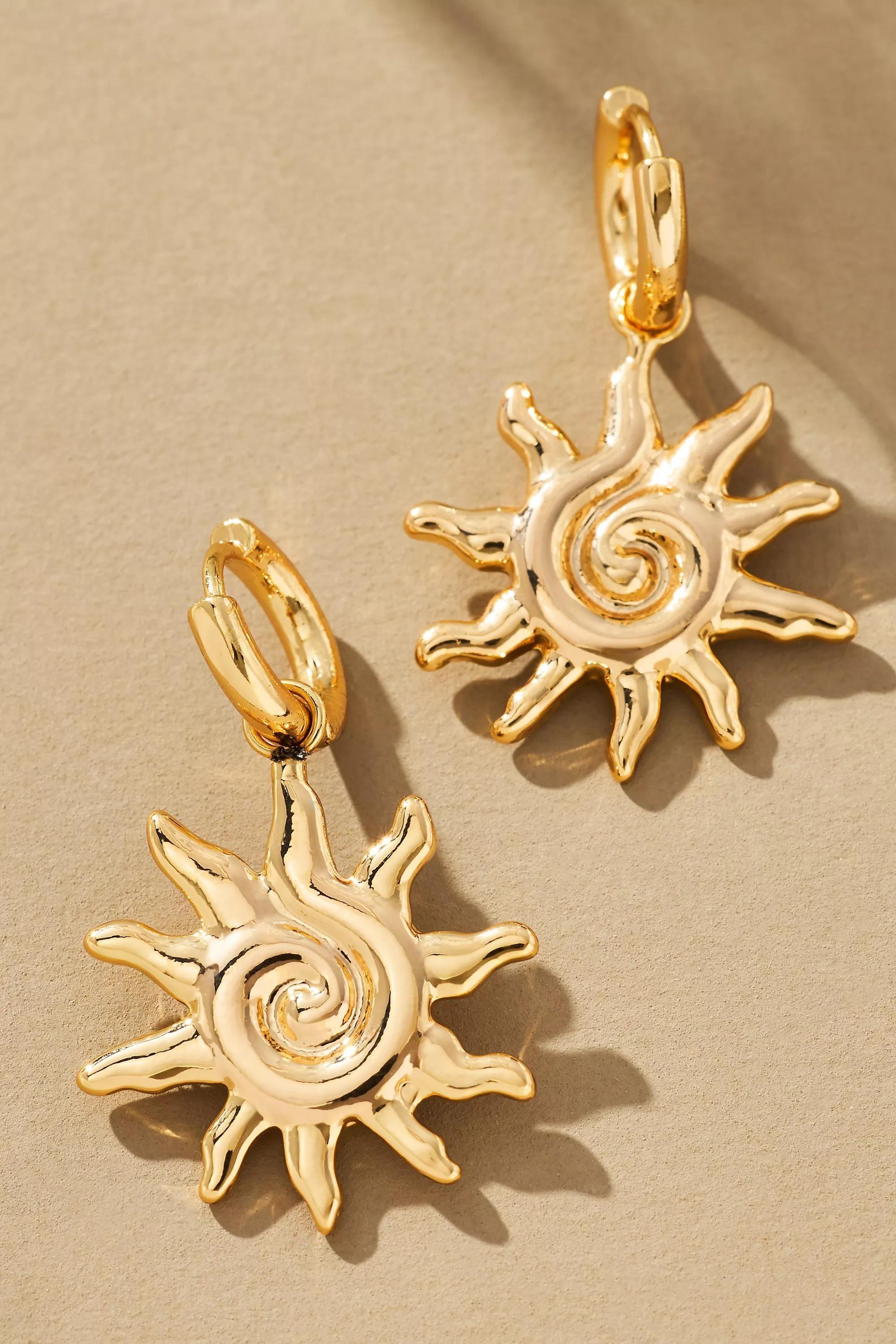 Fun Icon Charm Huggie Hoop Earrings, Yellow, A501_0270, large image number 0